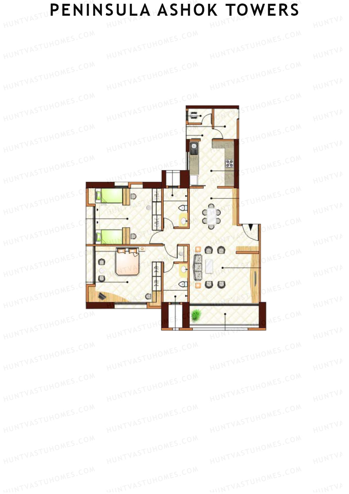Peninsula Ashok Towers Tower B Unit 8 (Type 3) Floor Plan