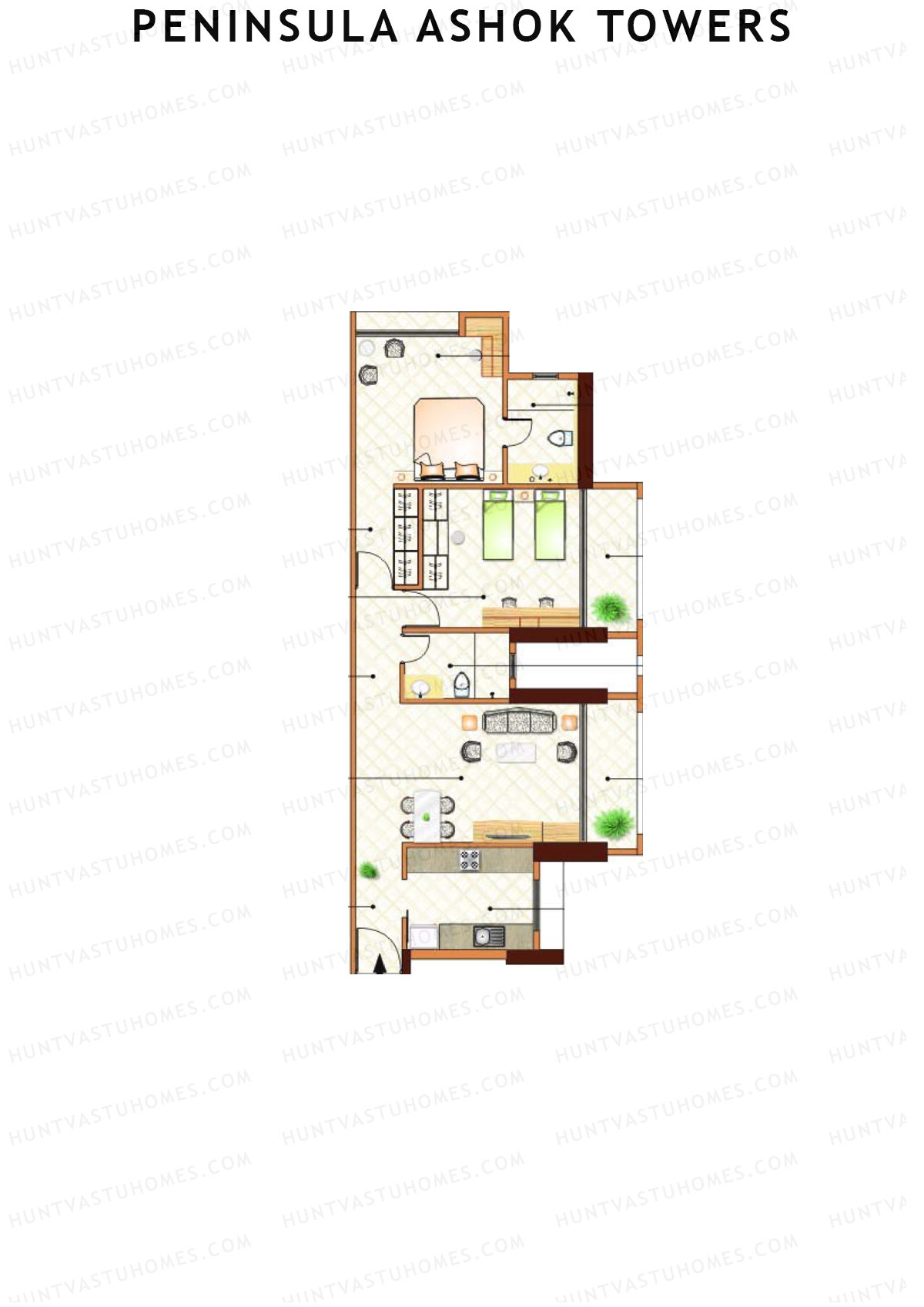 Peninsula Ashok Towers Tower D Unit 2 (Type 1) Floor Plan