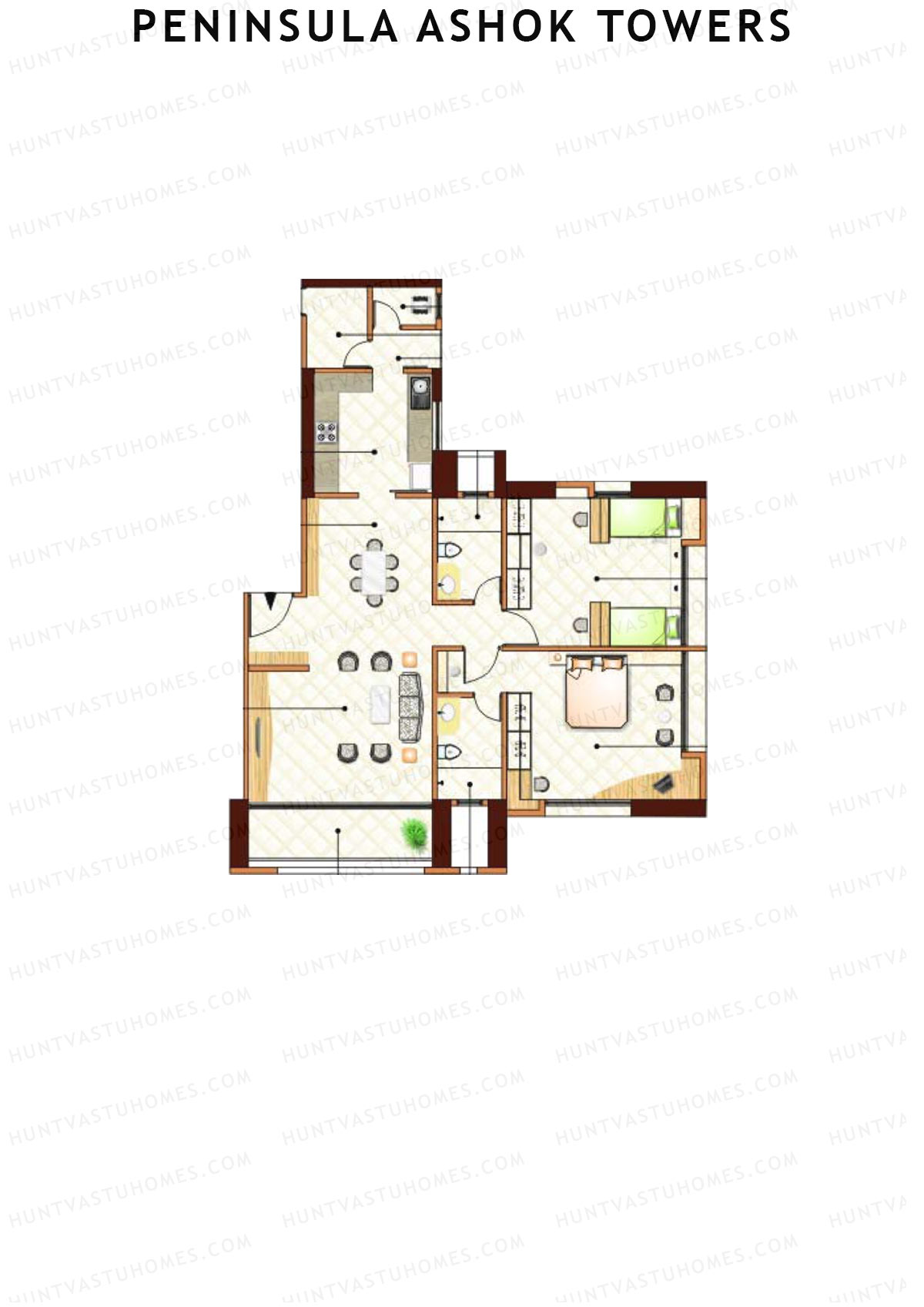 Peninsula Ashok Towers Tower D Unit 5 (Type 3) Floor Plan