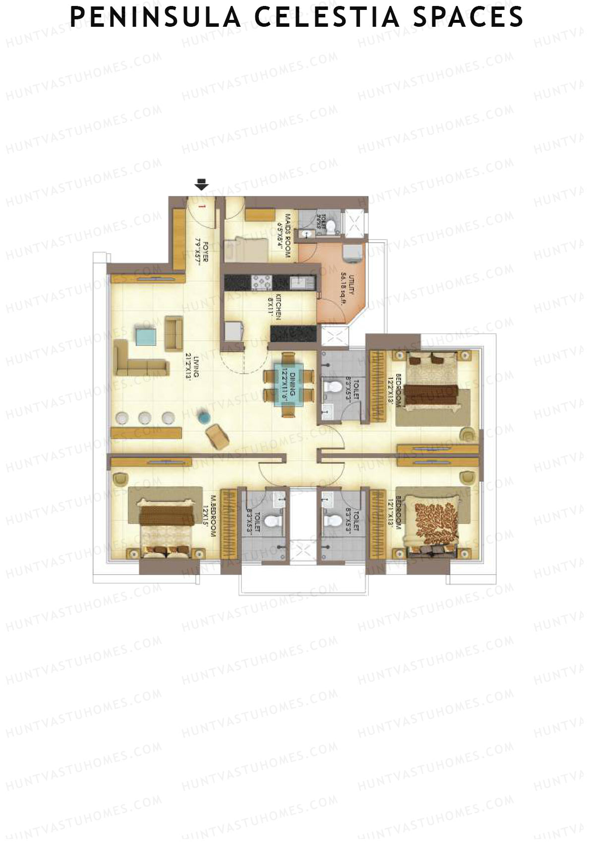 Peninsula Celestia Spaces Tower A Unit 1 Floor Plan