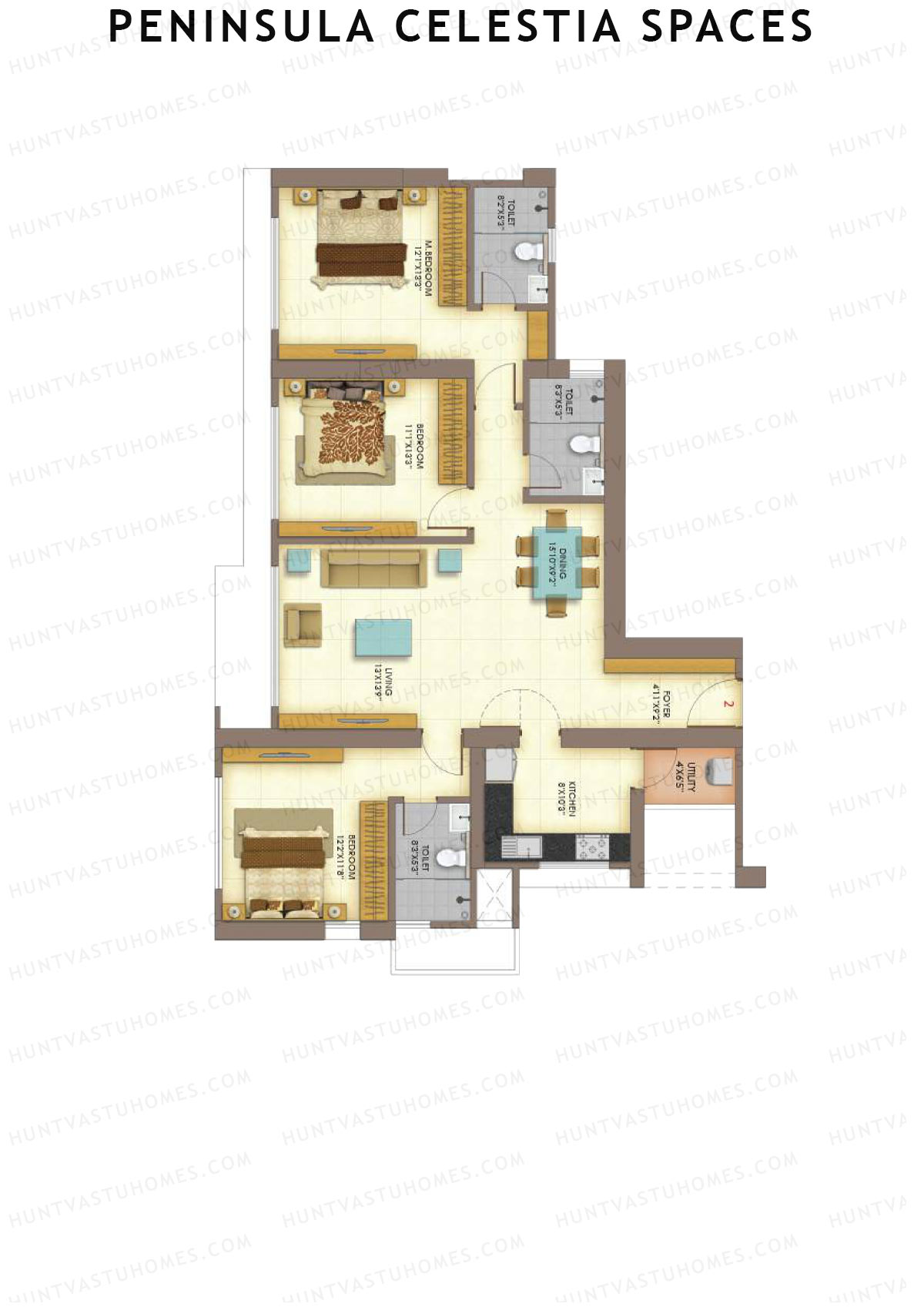 Peninsula Celestia Spaces Tower A Unit 2 Floor Plan