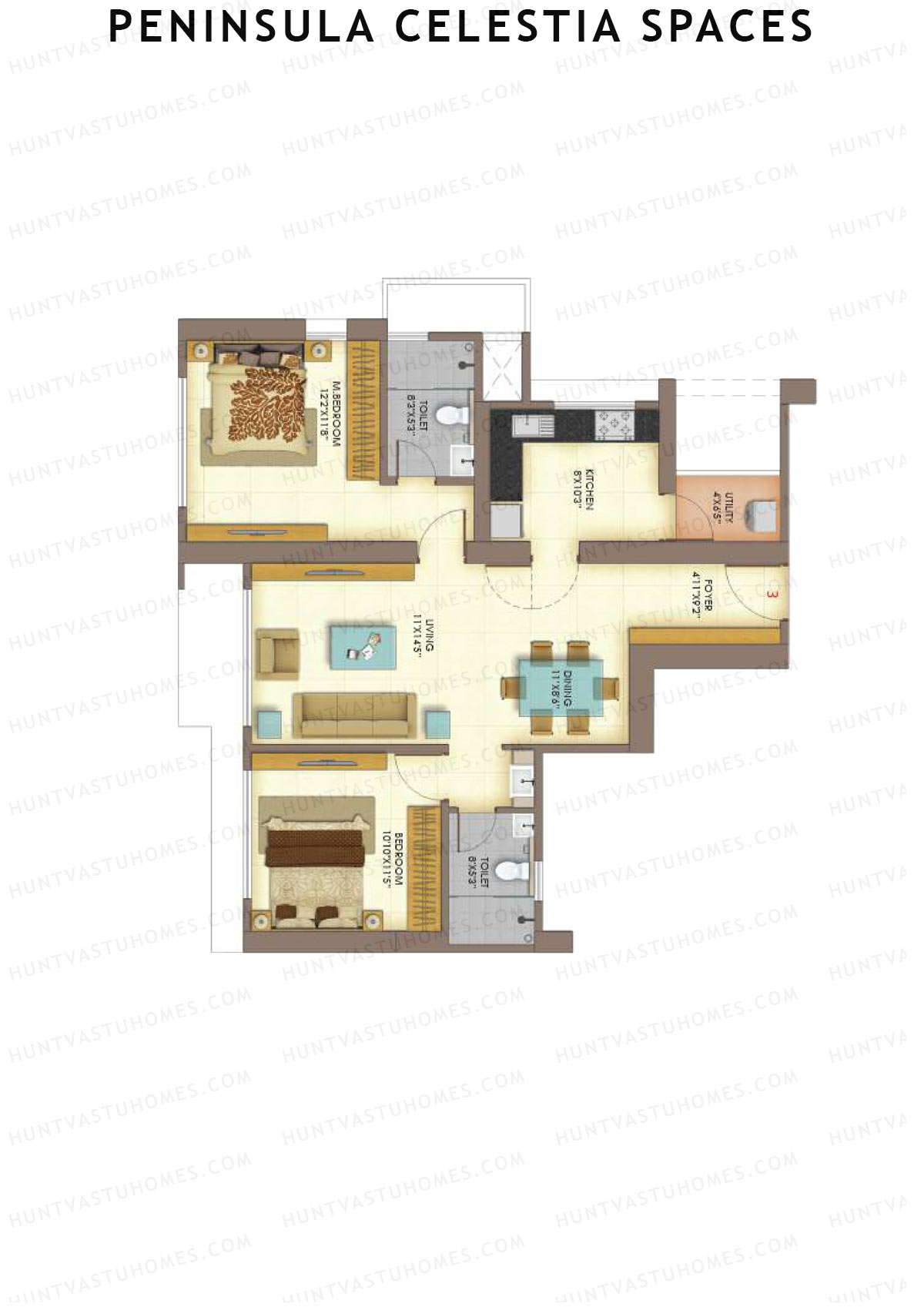 Peninsula Celestia Spaces Tower A Unit 3 Floor Plan