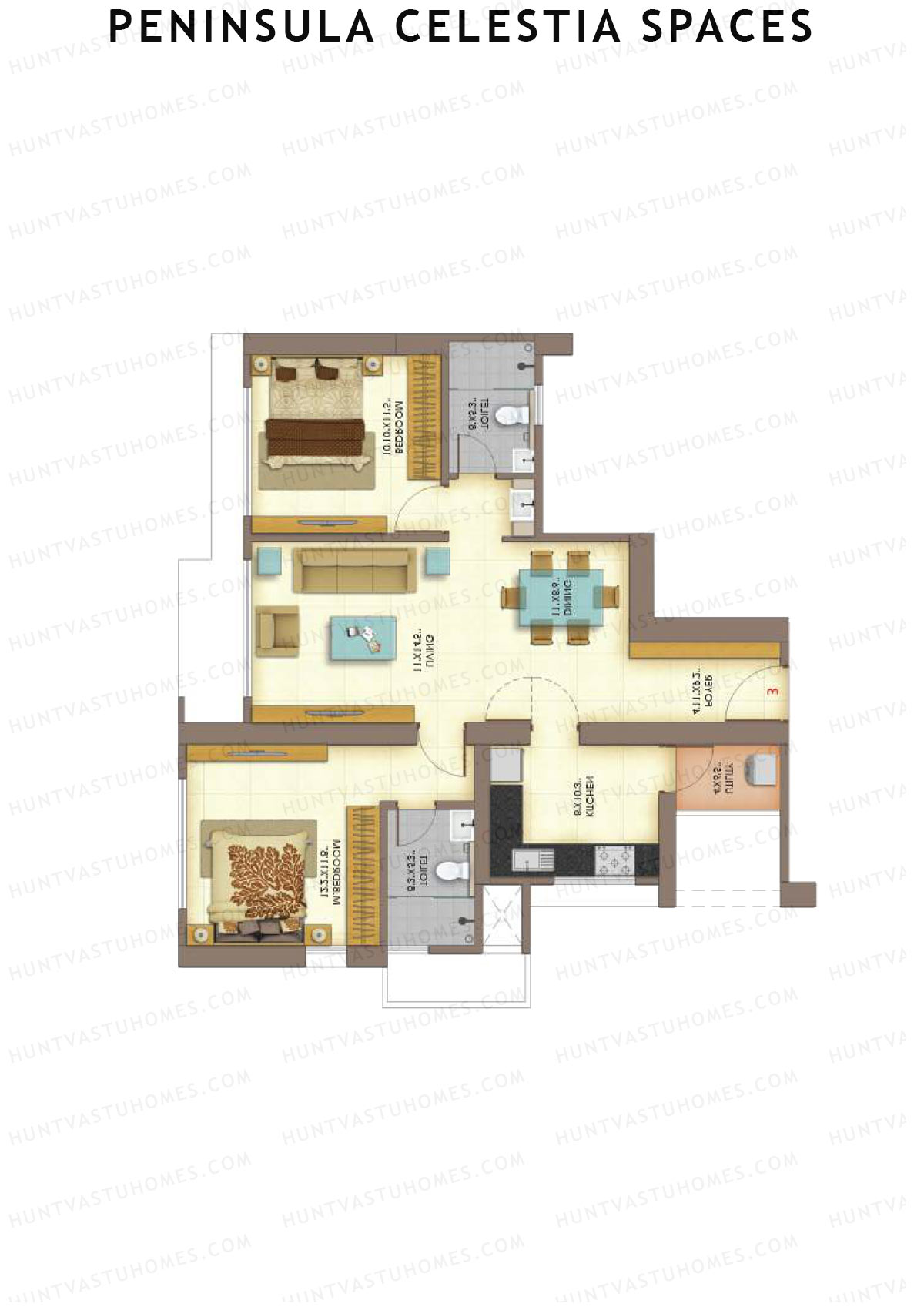 Peninsula Celestia Spaces Tower B Unit 3 Floor Plan