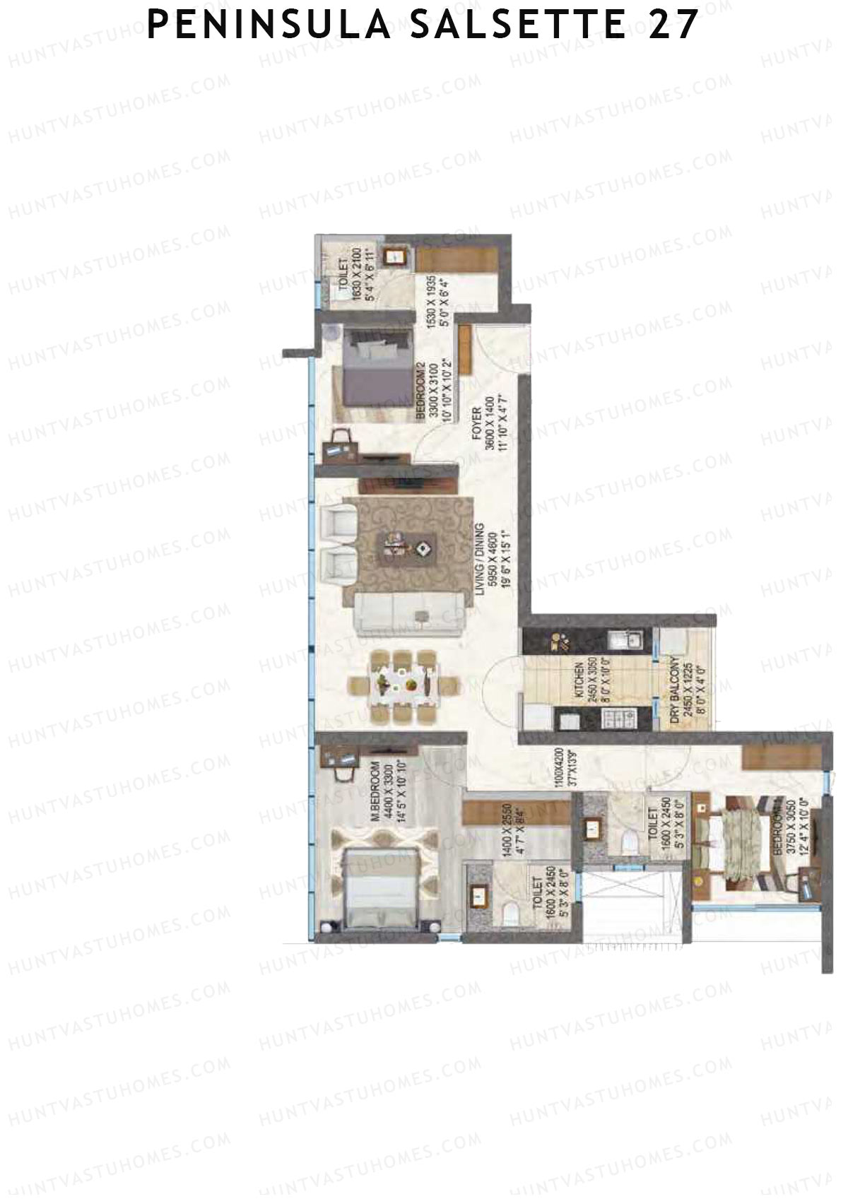 Peninsula Salsette 27 Tower A Unit 3 Floor Plan
