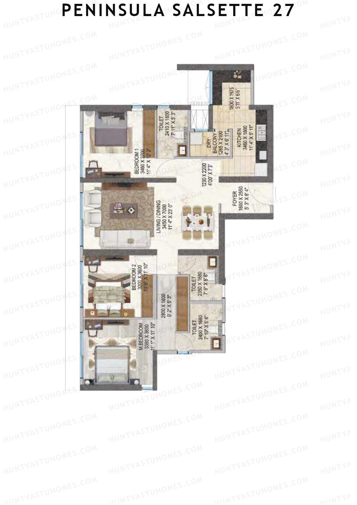 Peninsula Salsette 27 Tower A Unit 4 Floor Plan