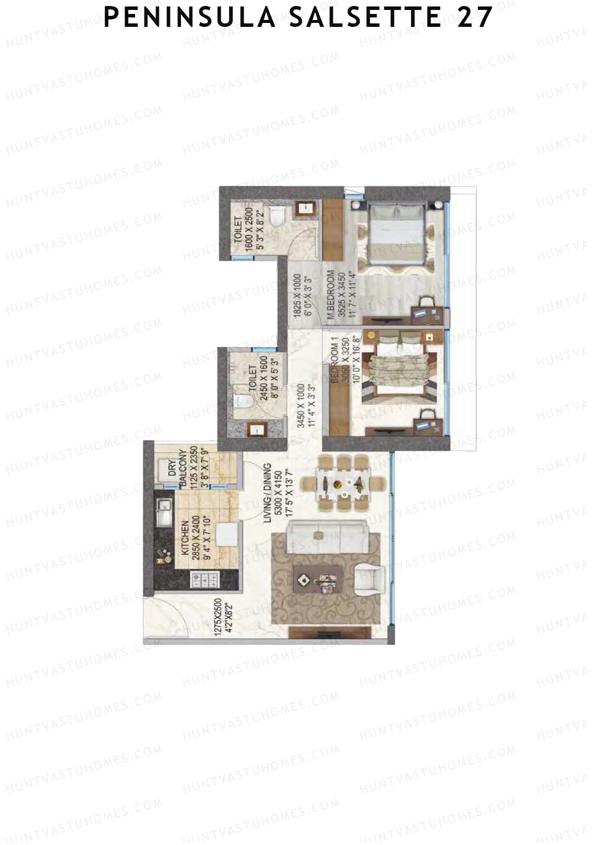 Peninsula Salsette 27 Tower B Unit 1 Floor Plan