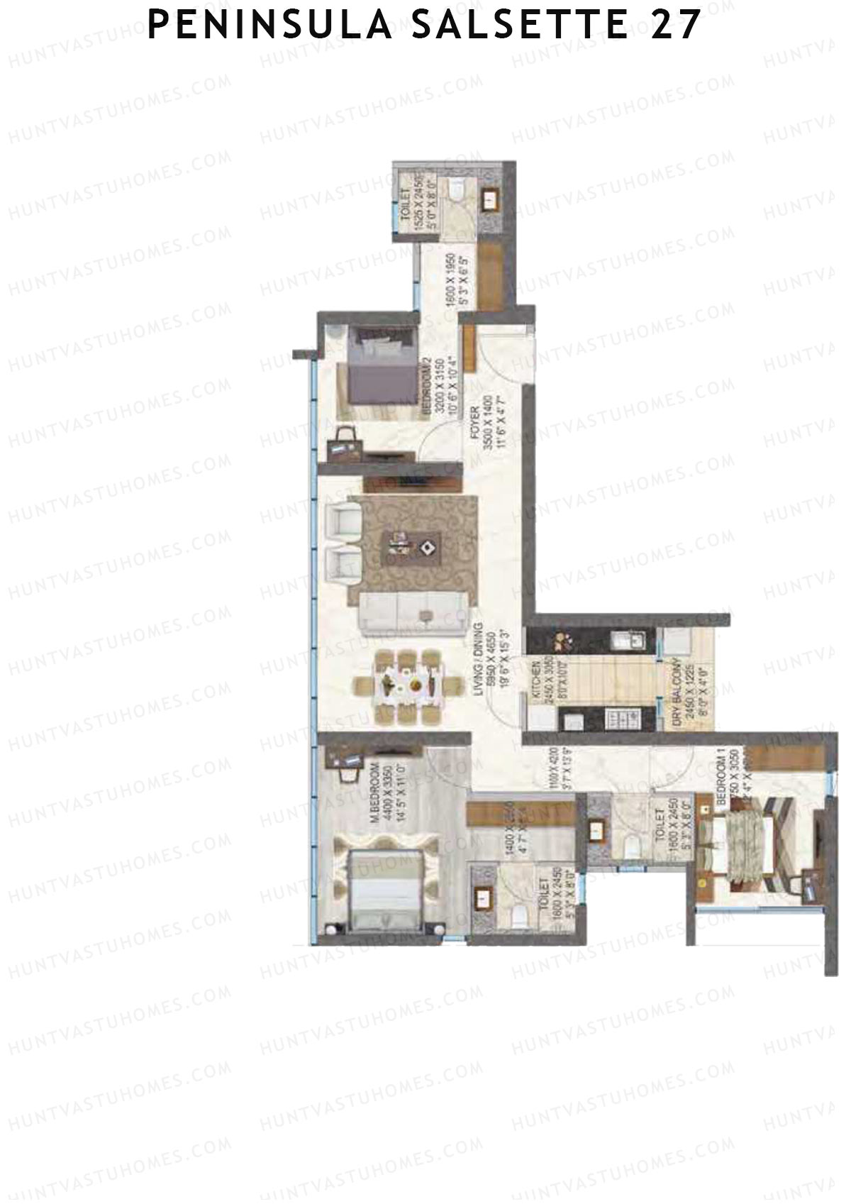 Peninsula Salsette 27 Tower B Unit 3 Floor Plan