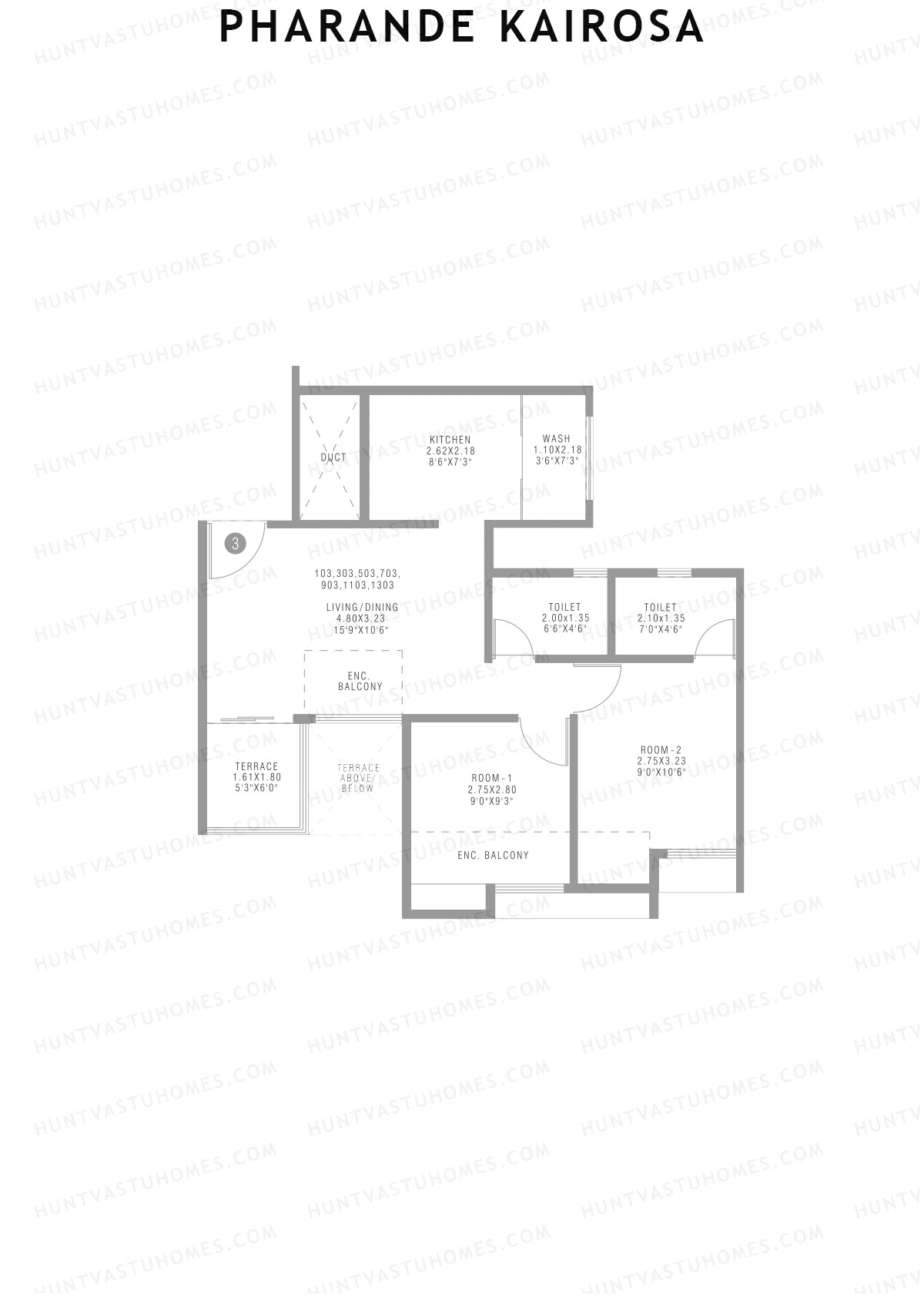 Pharande Kairosa Tower D Unit 3  Floor Plan