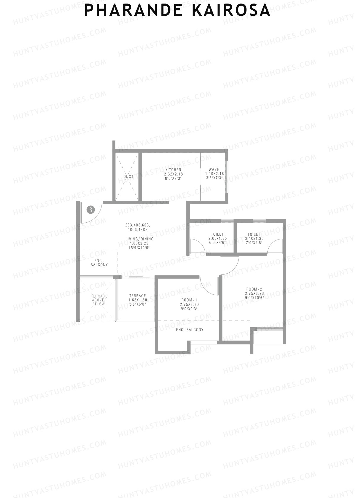 Pharande Kairosa Tower D Unit 3  Floor Plan
