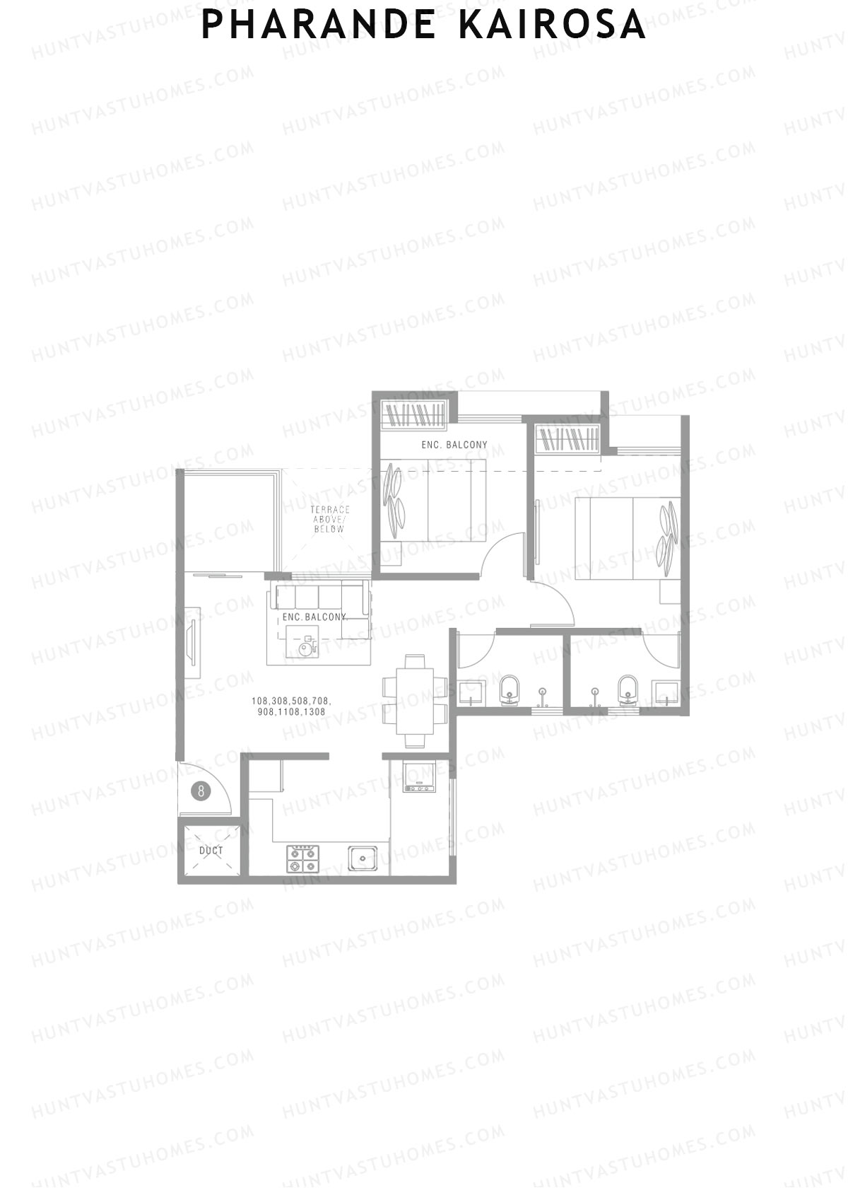 Pharande Kairosa Tower D Unit 8  Floor Plan
