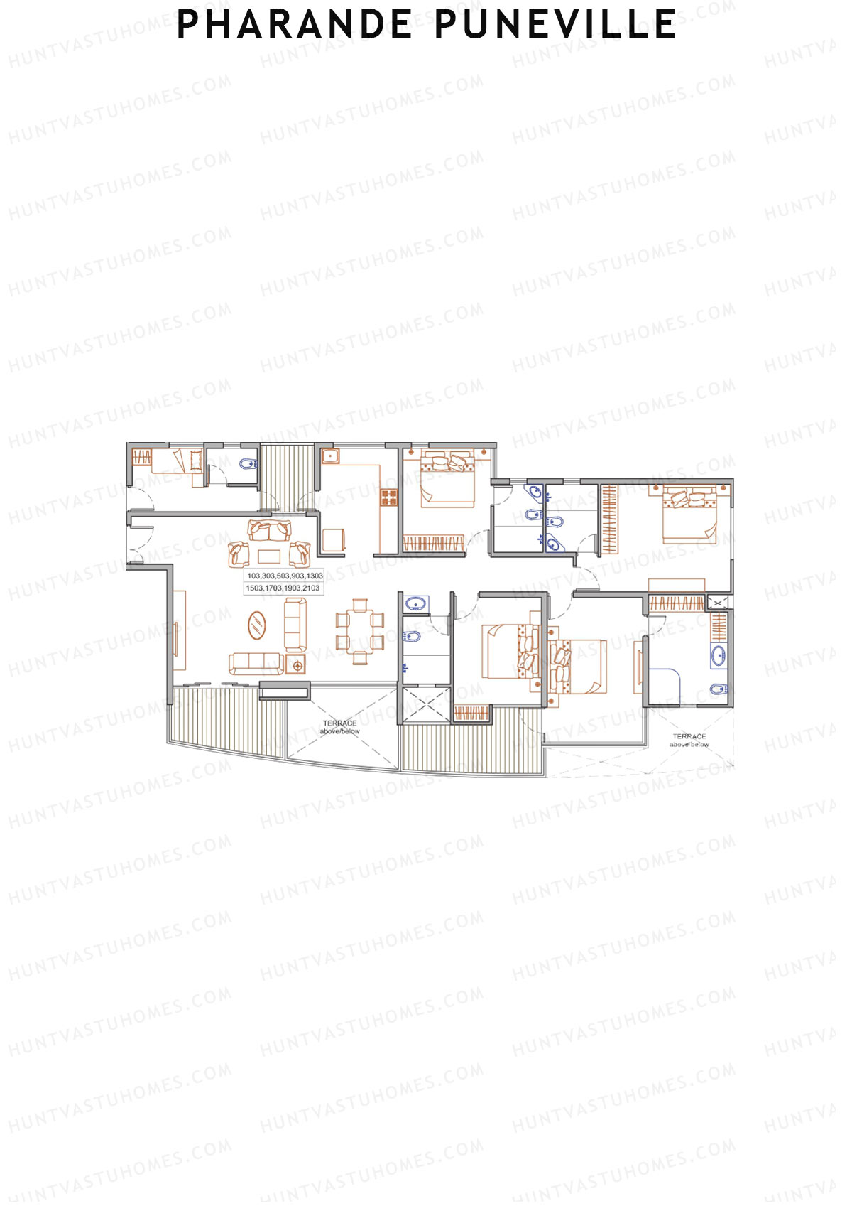 Pharande Puneville Tower A Unit 3 Floor Plan