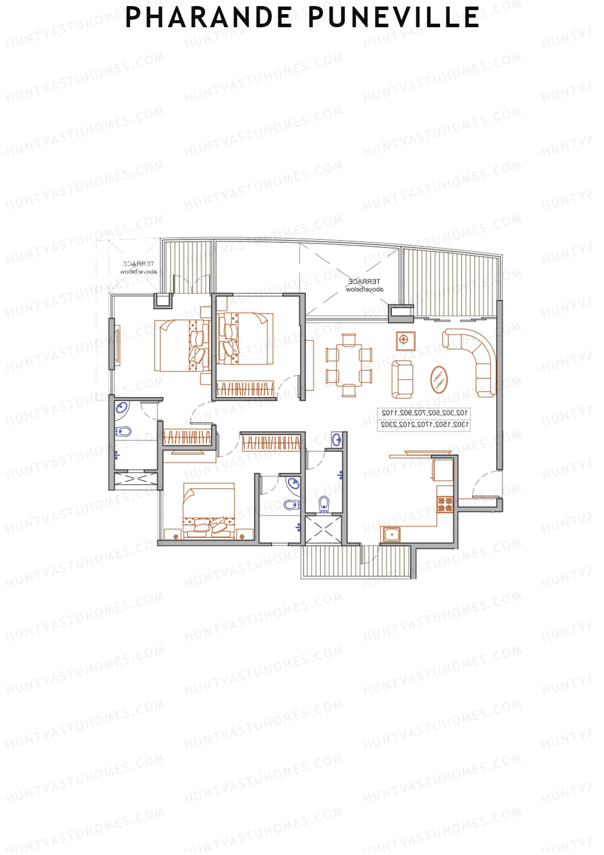 Pharande Puneville Tower B Unit 1 Floor Plan