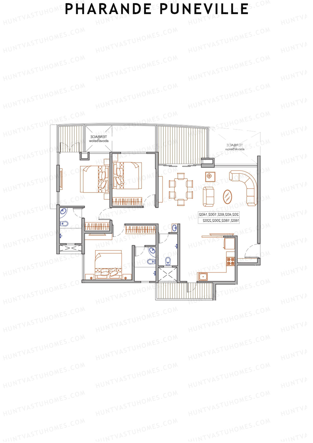 Pharande Puneville Tower B Unit 1 Floor Plan