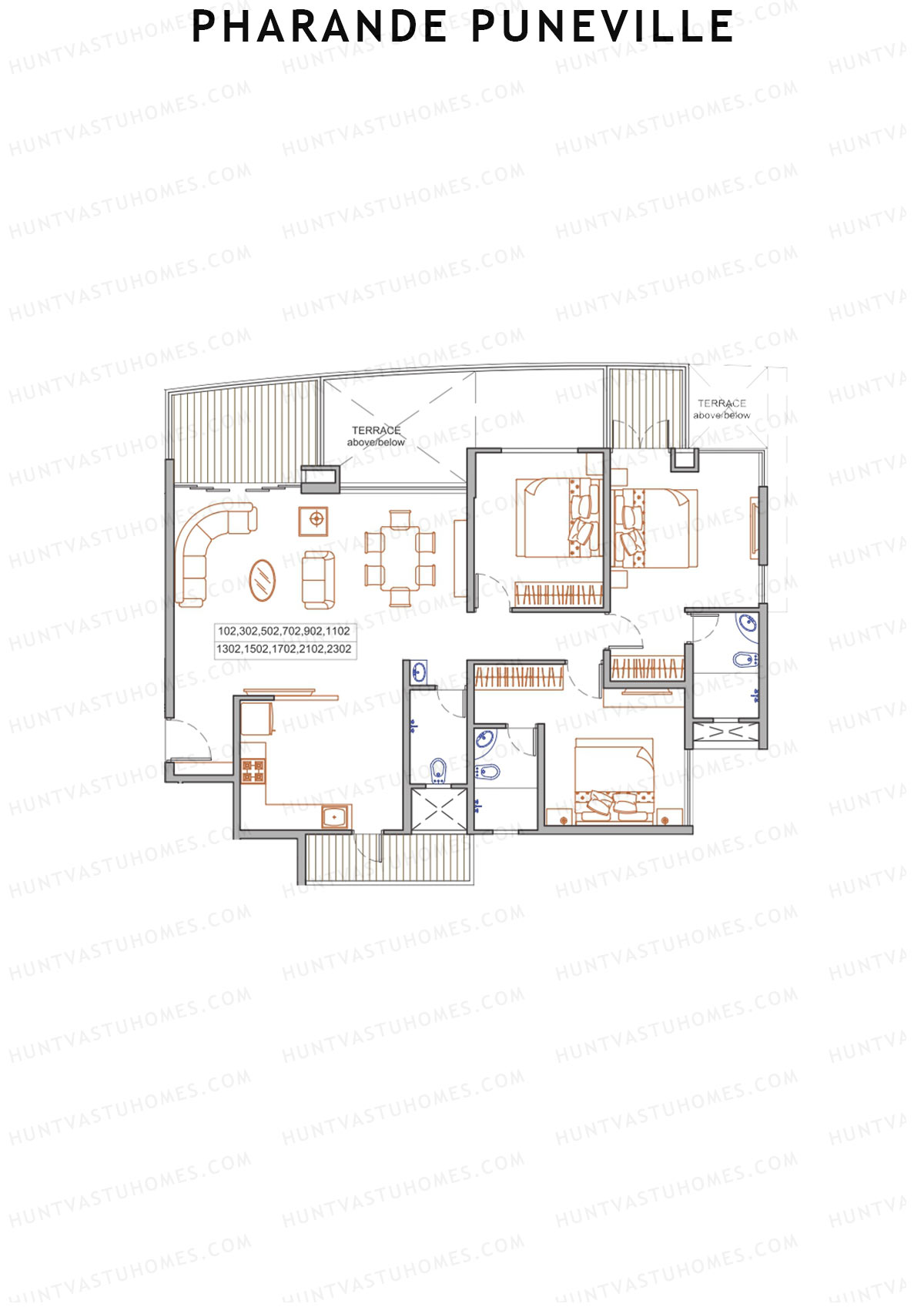 Pharande Puneville Tower B Unit 2 Floor Plan
