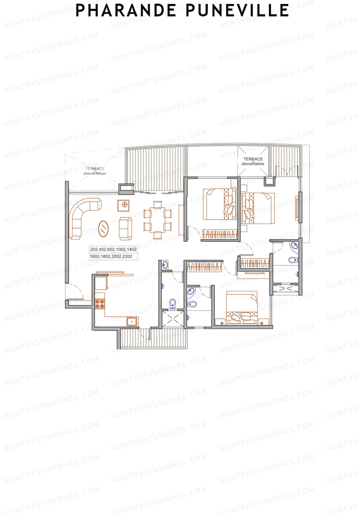 Pharande Puneville Tower B Unit 2 Floor Plan