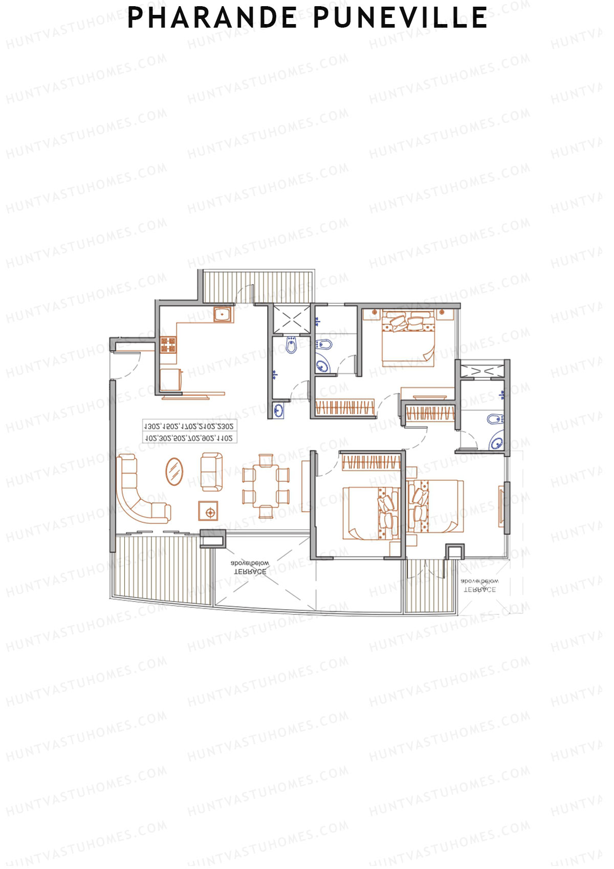 Pharande Puneville Tower B Unit 3 Floor Plan
