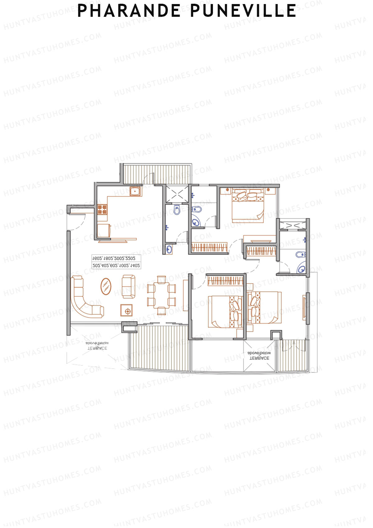 Pharande Puneville Tower B Unit 3 Floor Plan