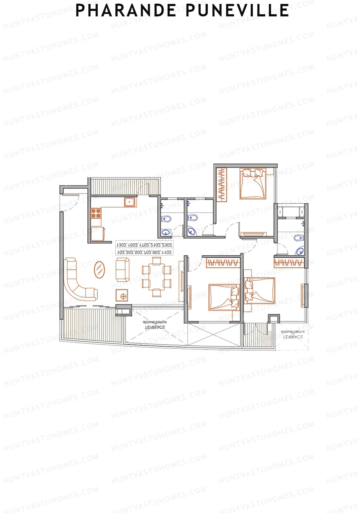 Pharande Puneville Tower C Unit 3 Floor Plan