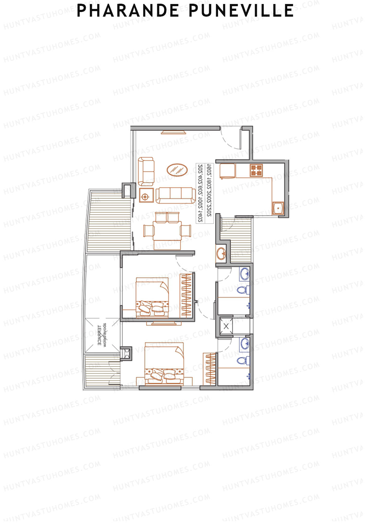 Pharande Puneville Tower D Unit 1 (Type A) Floor Plan