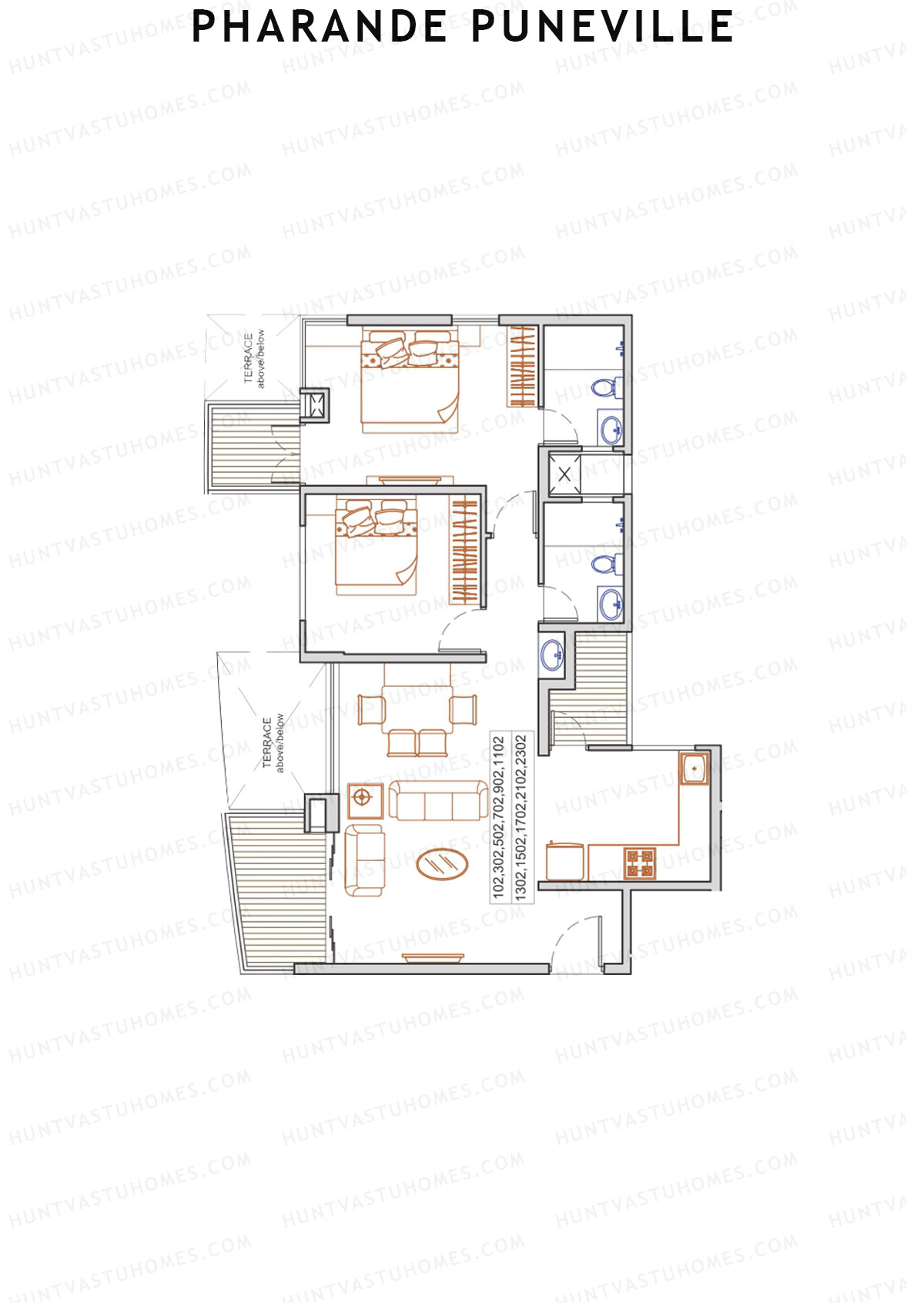 Pharande Puneville Tower D Unit 2 (Type A) Floor Plan