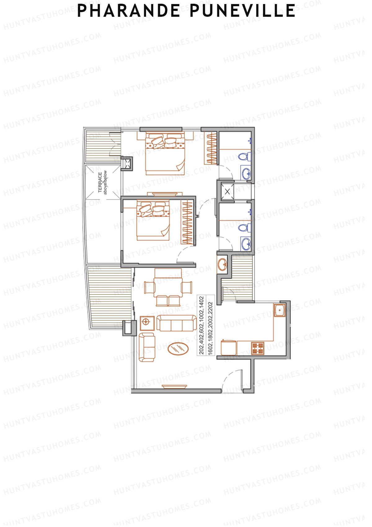 Pharande Puneville Tower D Unit 2 (Type A) Floor Plan
