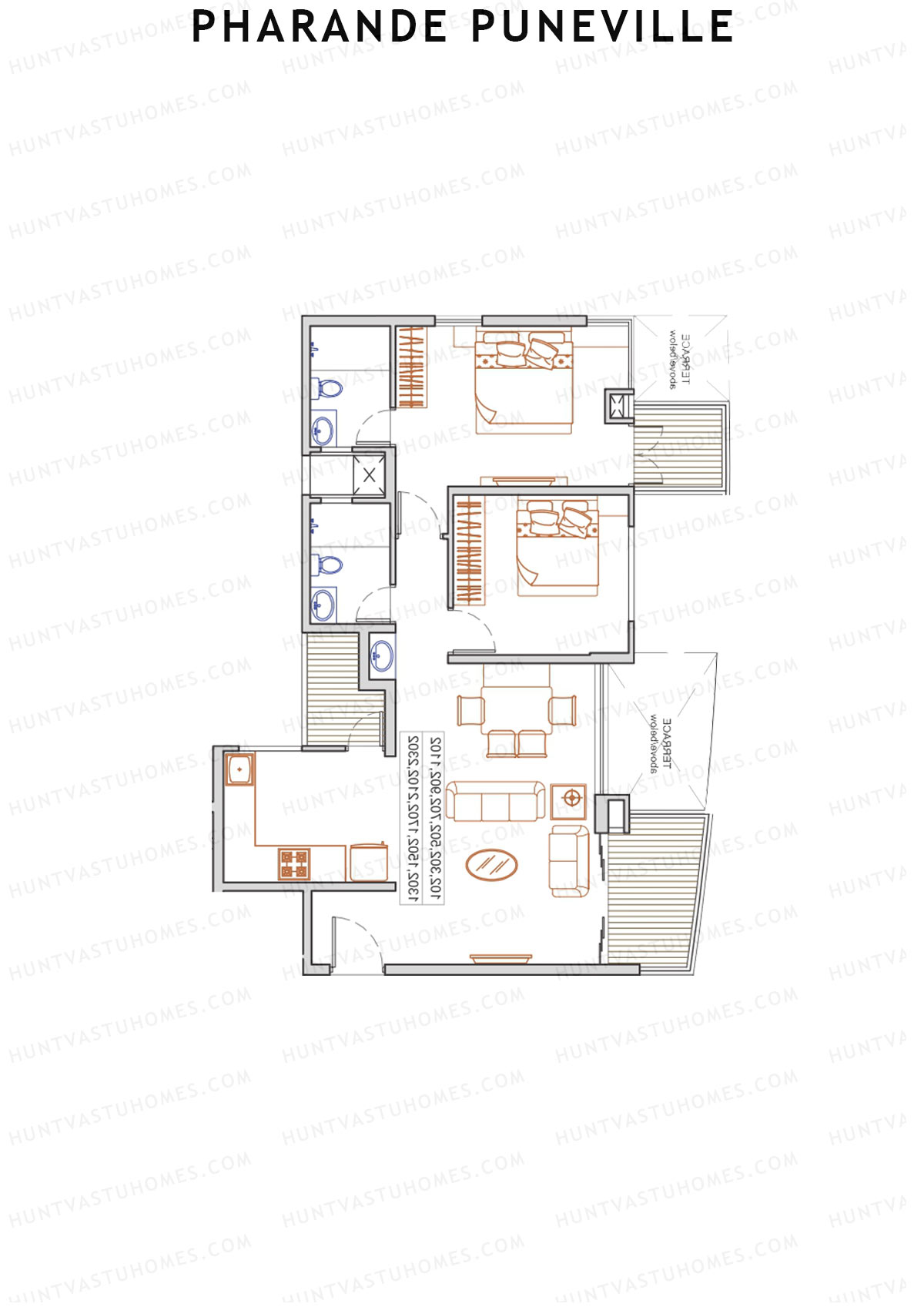 Pharande Puneville Tower D Unit 3 (Type A) Floor Plan