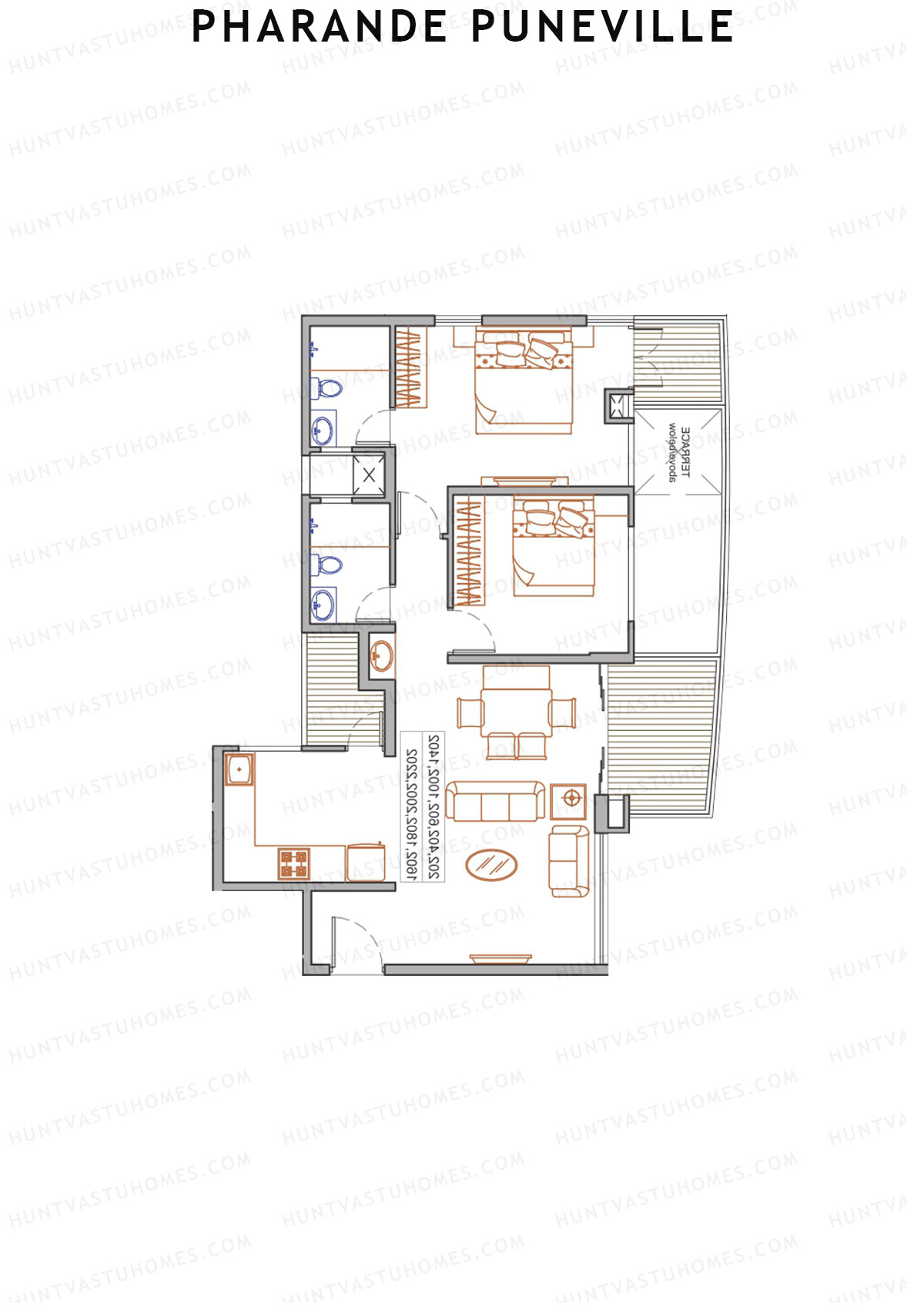Pharande Puneville Tower D Unit 3 (Type A) Floor Plan
