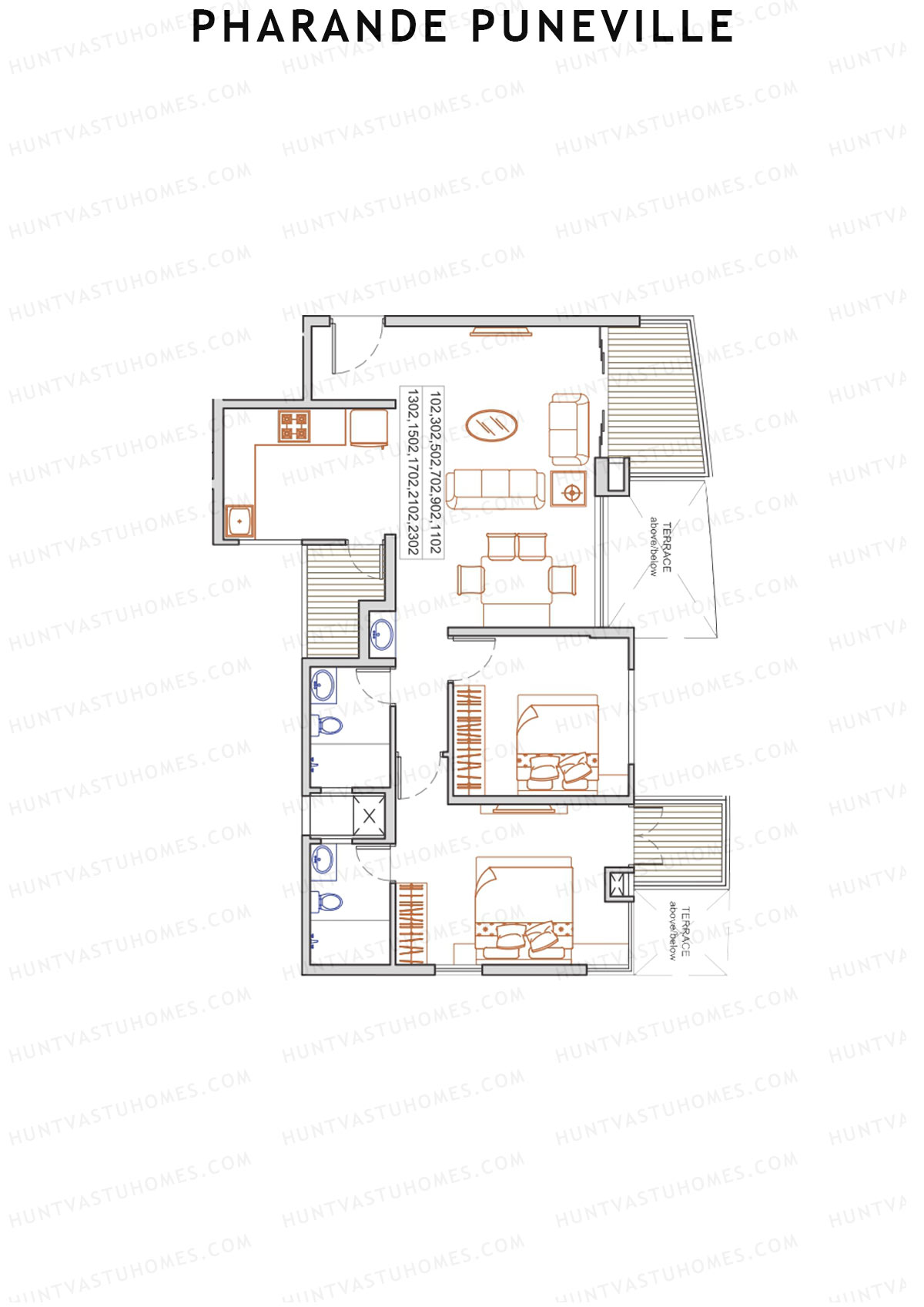 Pharande Puneville Tower D Unit 4 (Type A) Floor Plan