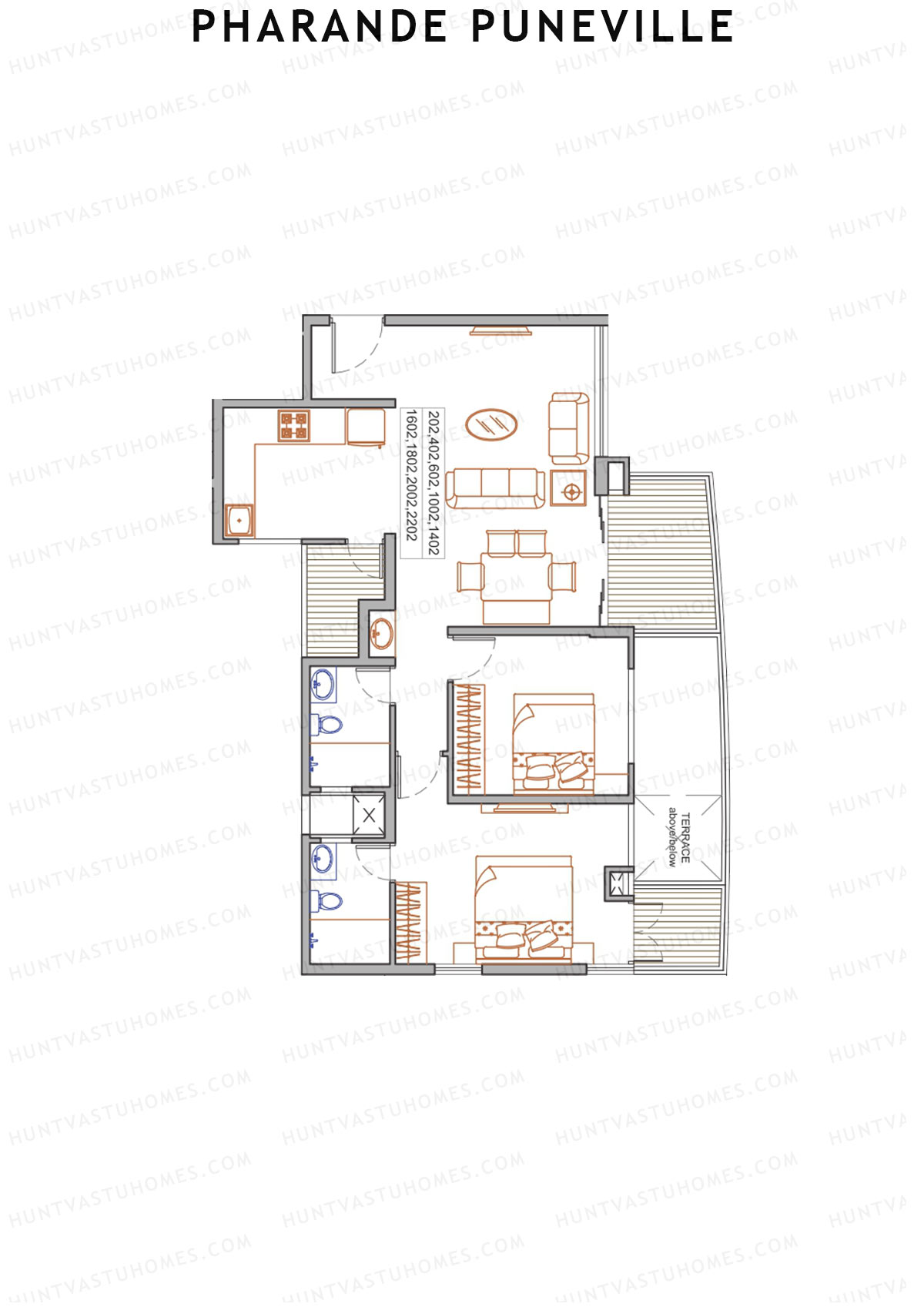 Pharande Puneville Tower D Unit 4 (Type A) Floor Plan