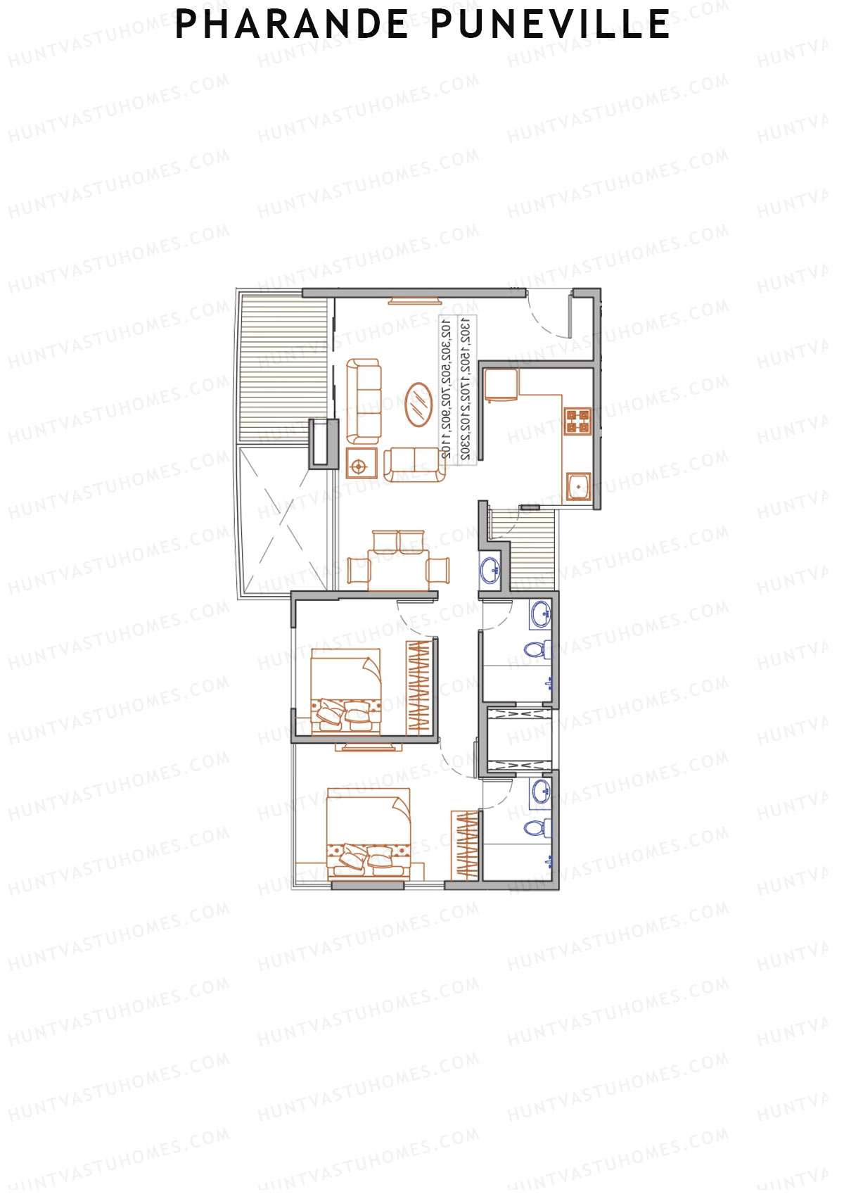 Pharande Puneville Tower F Unit 1 (Type B) Floor Plan