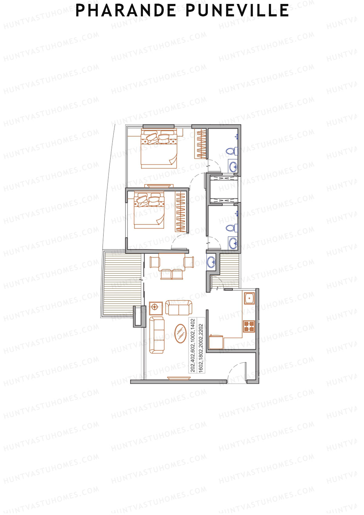 Pharande Puneville Tower F Unit 2 (Type B) Floor Plan