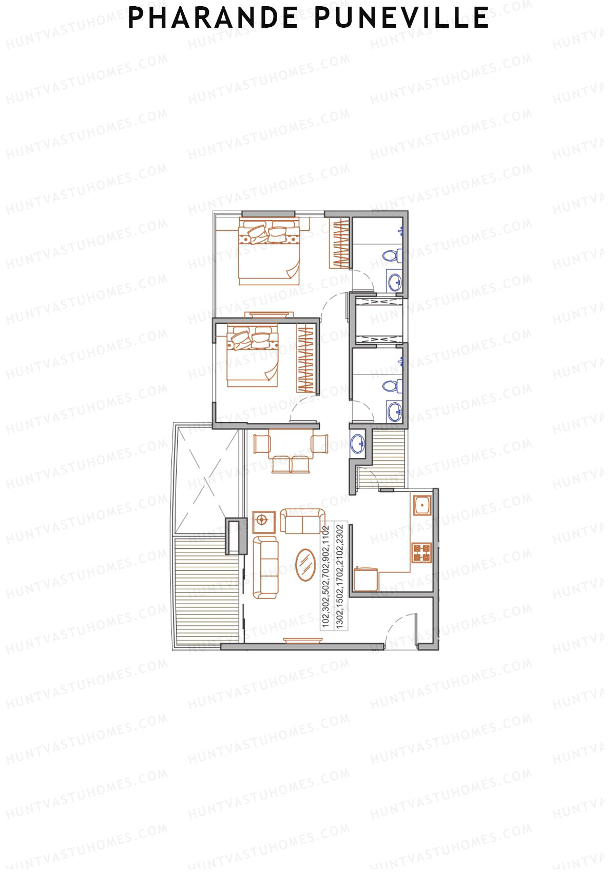 Pharande Puneville Tower F Unit 2 (Type B) Floor Plan