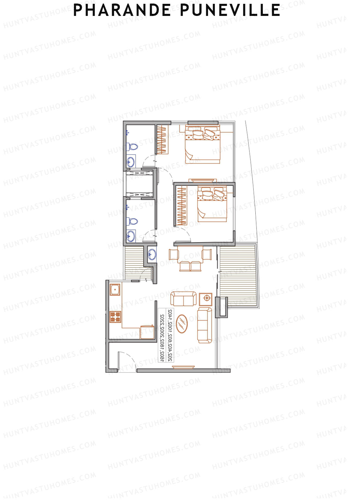 Pharande Puneville Tower F Unit 3 (Type B) Floor Plan