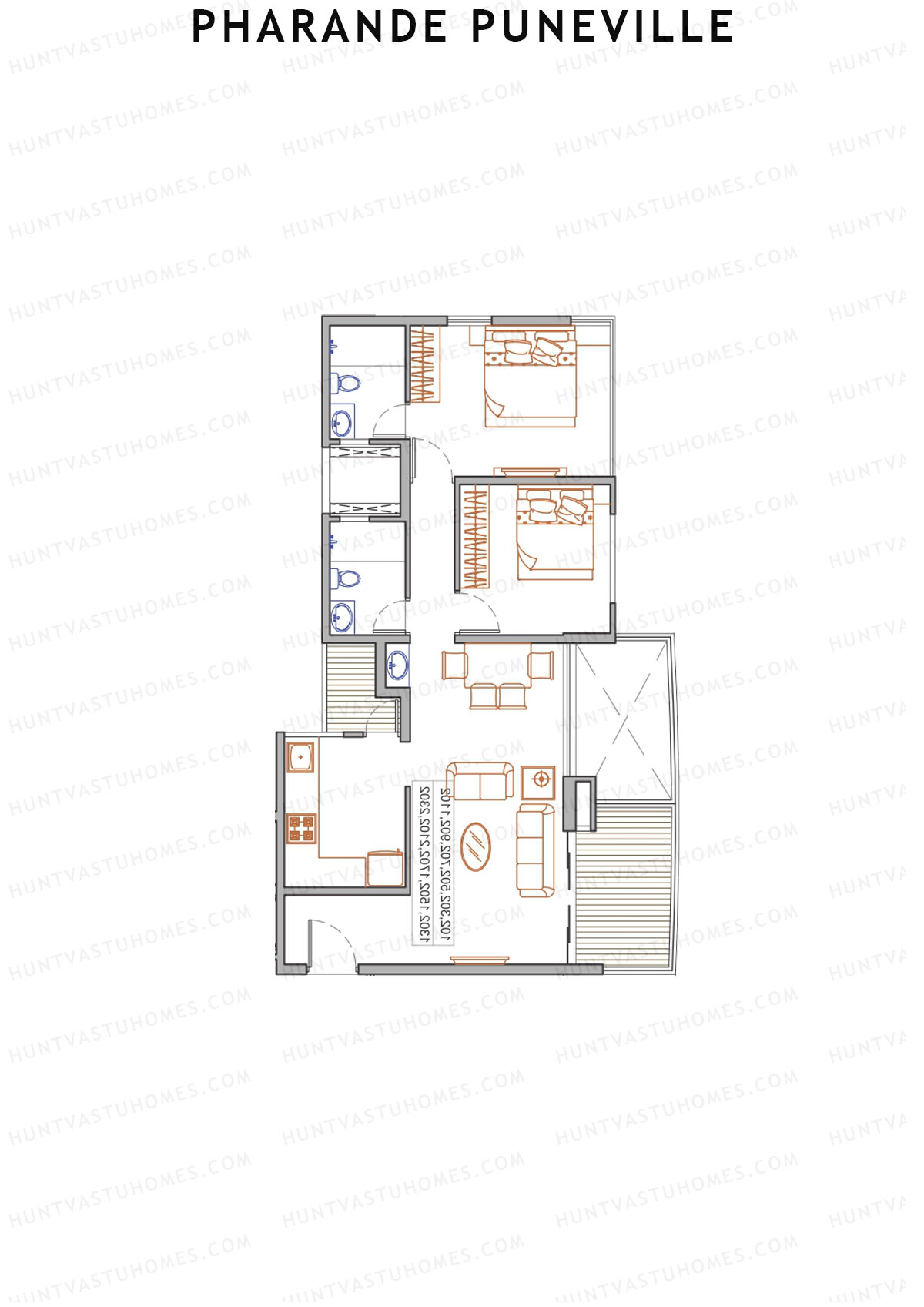 Pharande Puneville Tower F Unit 3 (Type B) Floor Plan