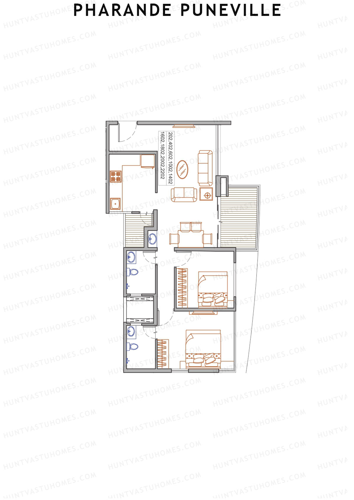 Pharande Puneville Tower F Unit 4 (Type B) Floor Plan