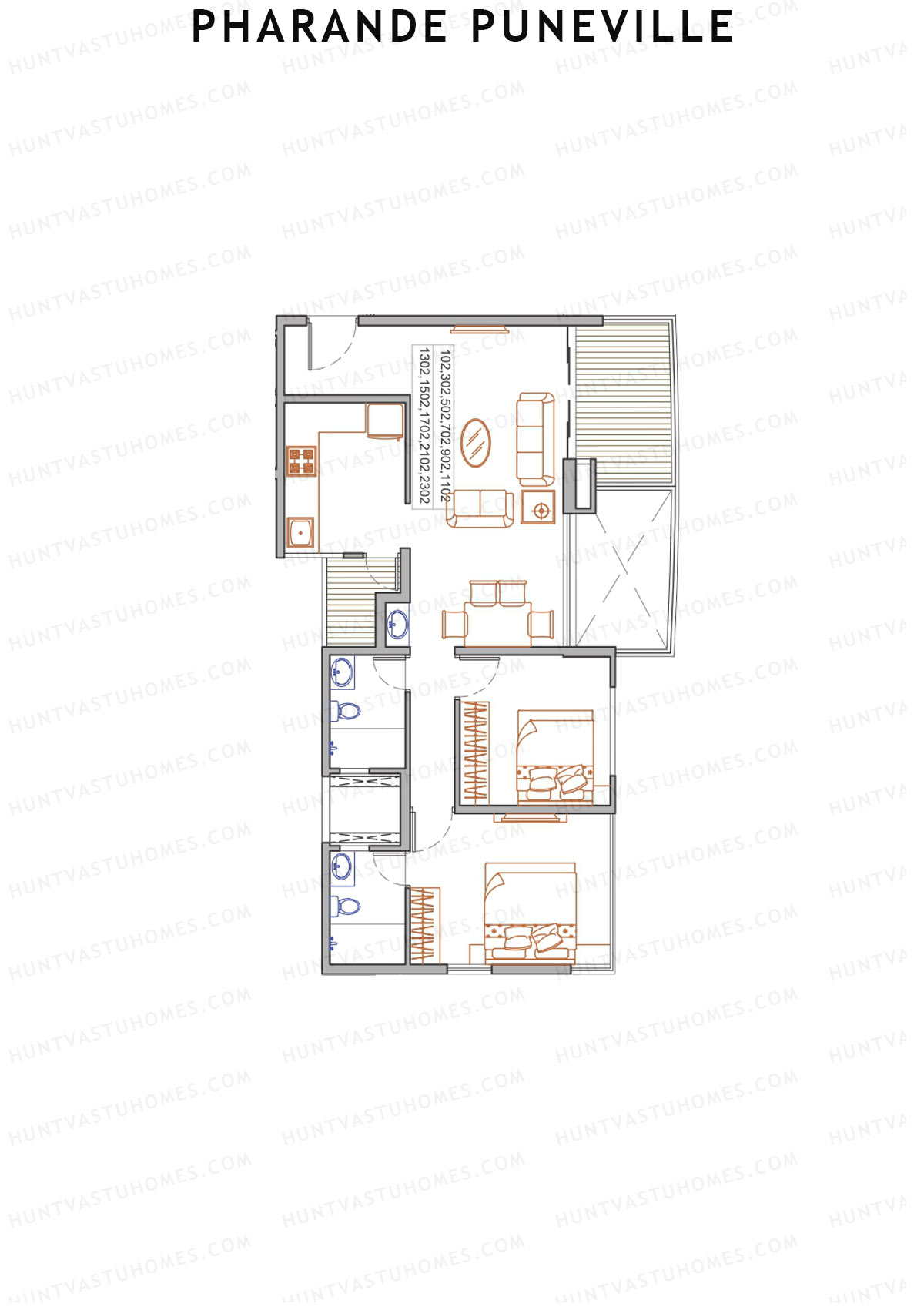 Pharande Puneville Tower F Unit 4 (Type B) Floor Plan