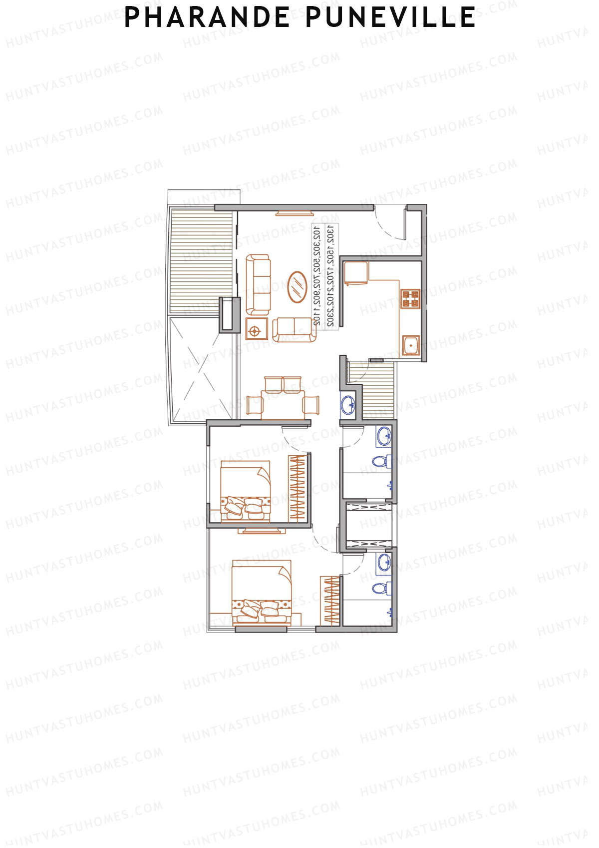 Pharande Puneville Tower G Unit 1 (Type A) Floor Plan