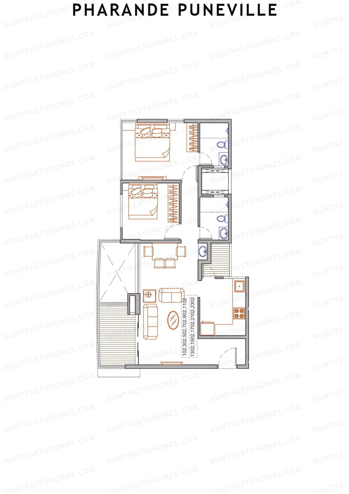 Pharande Puneville Tower G Unit 2 (Type A) Floor Plan