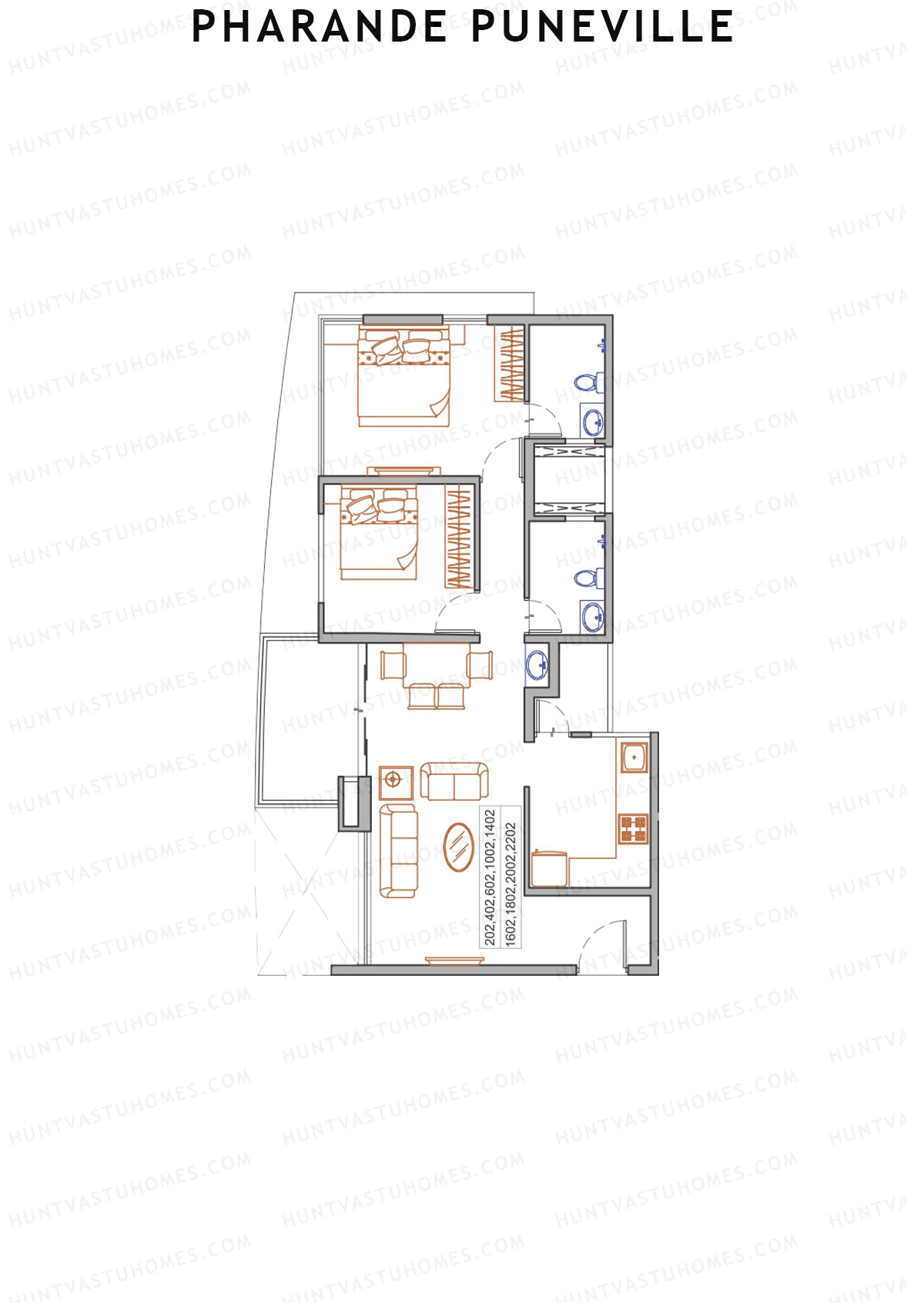 Pharande Puneville Tower G Unit 2 (Type A) Floor Plan