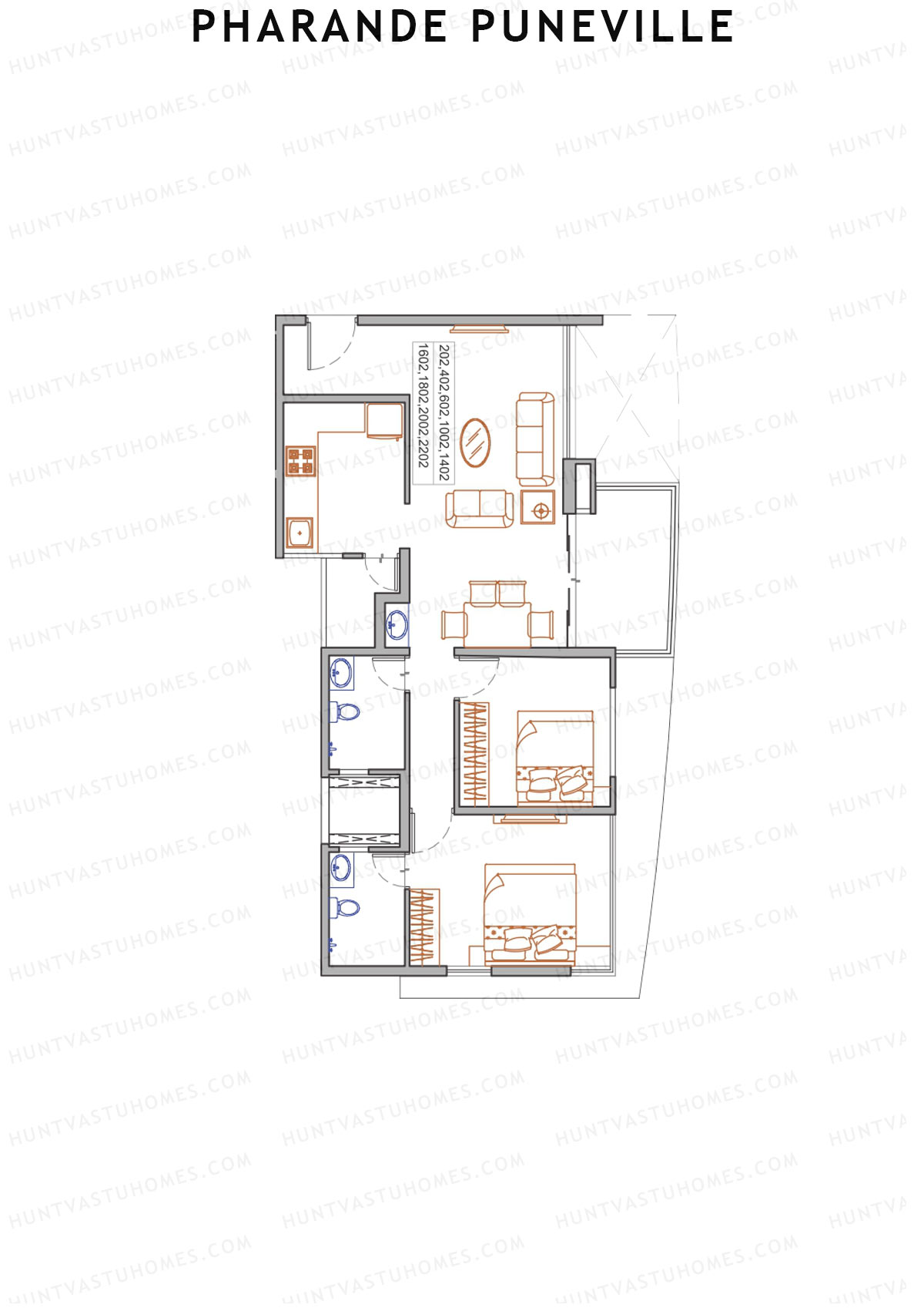 Pharande Puneville Tower G Unit 4 (Type A) Floor Plan