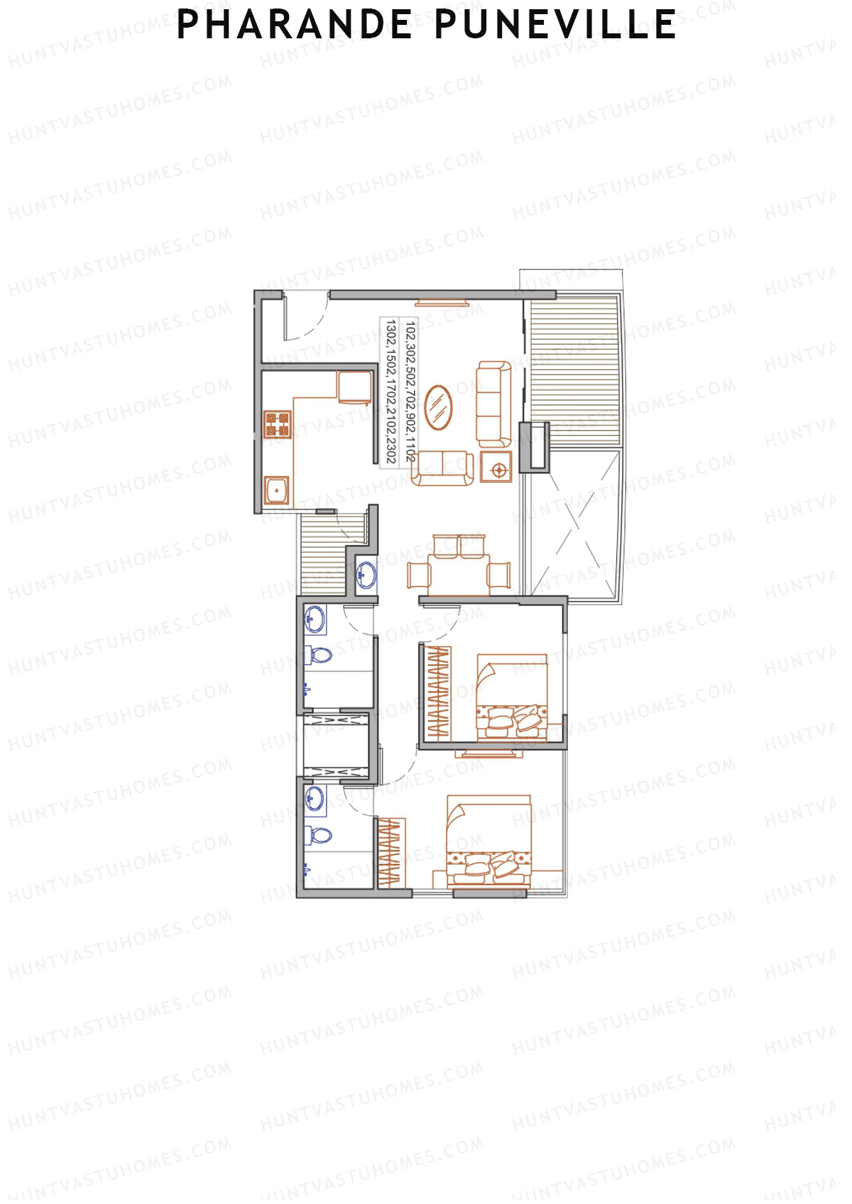 Pharande Puneville Tower G Unit 4 (Type B) Floor Plan