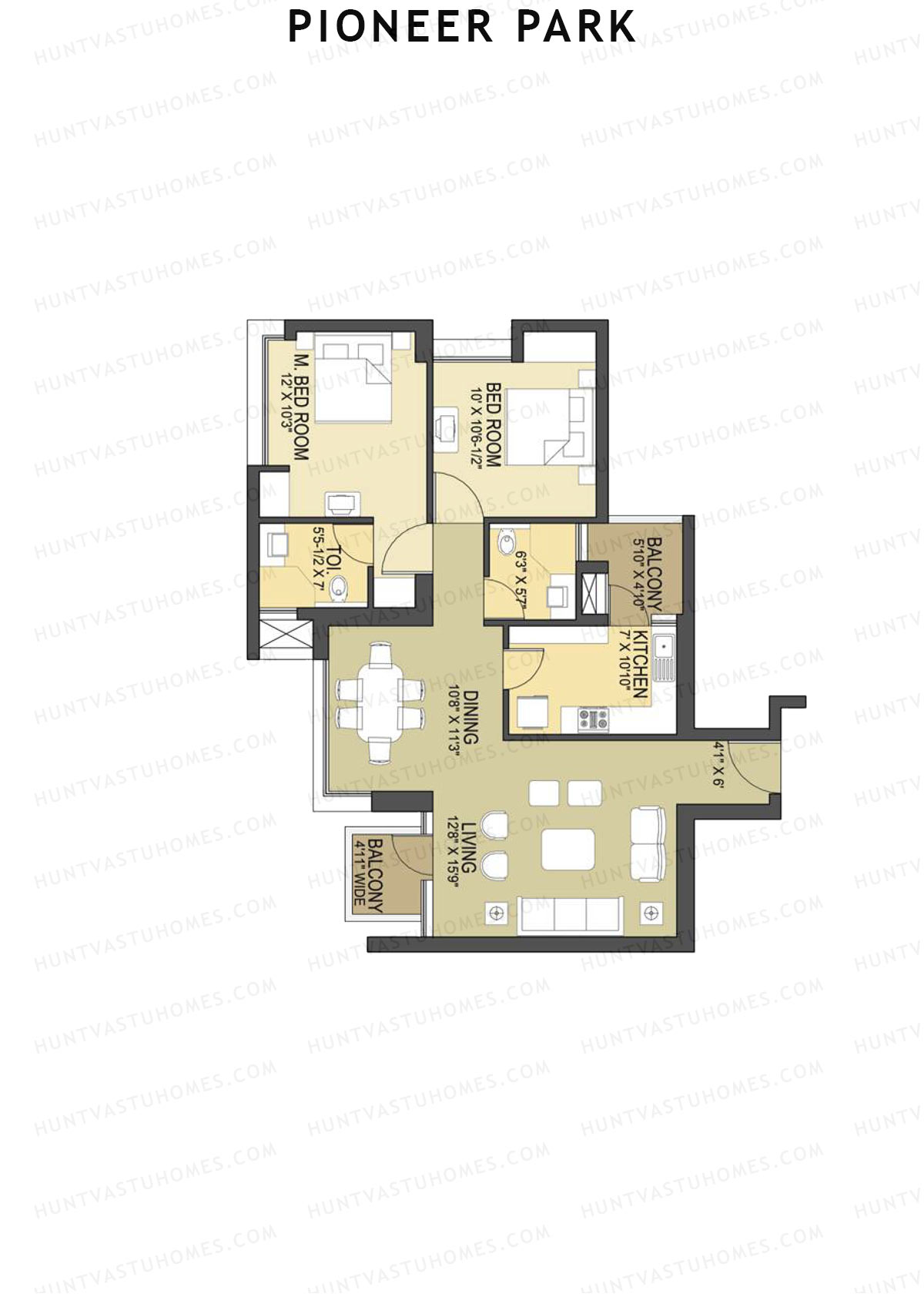Pioneer Park Tower A Unit 2 Floor Plan
