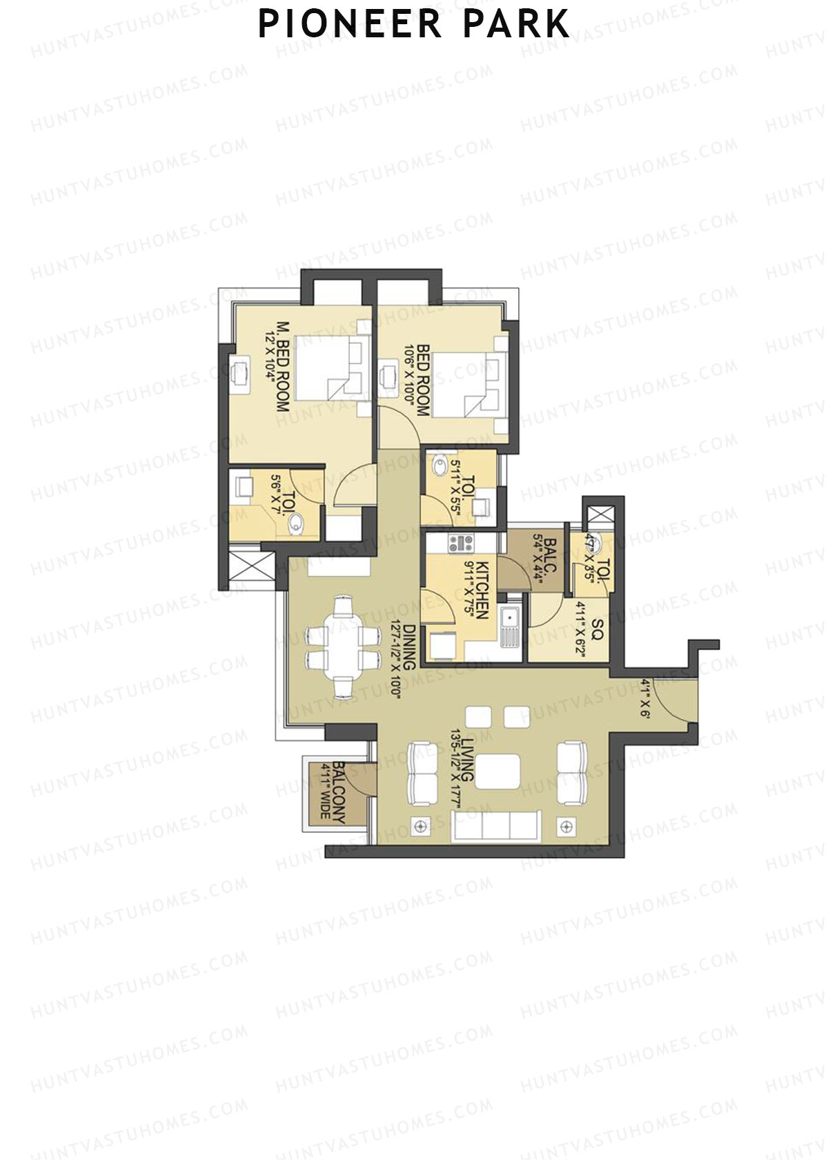 Pioneer Park Tower B Unit 2 Floor Plan