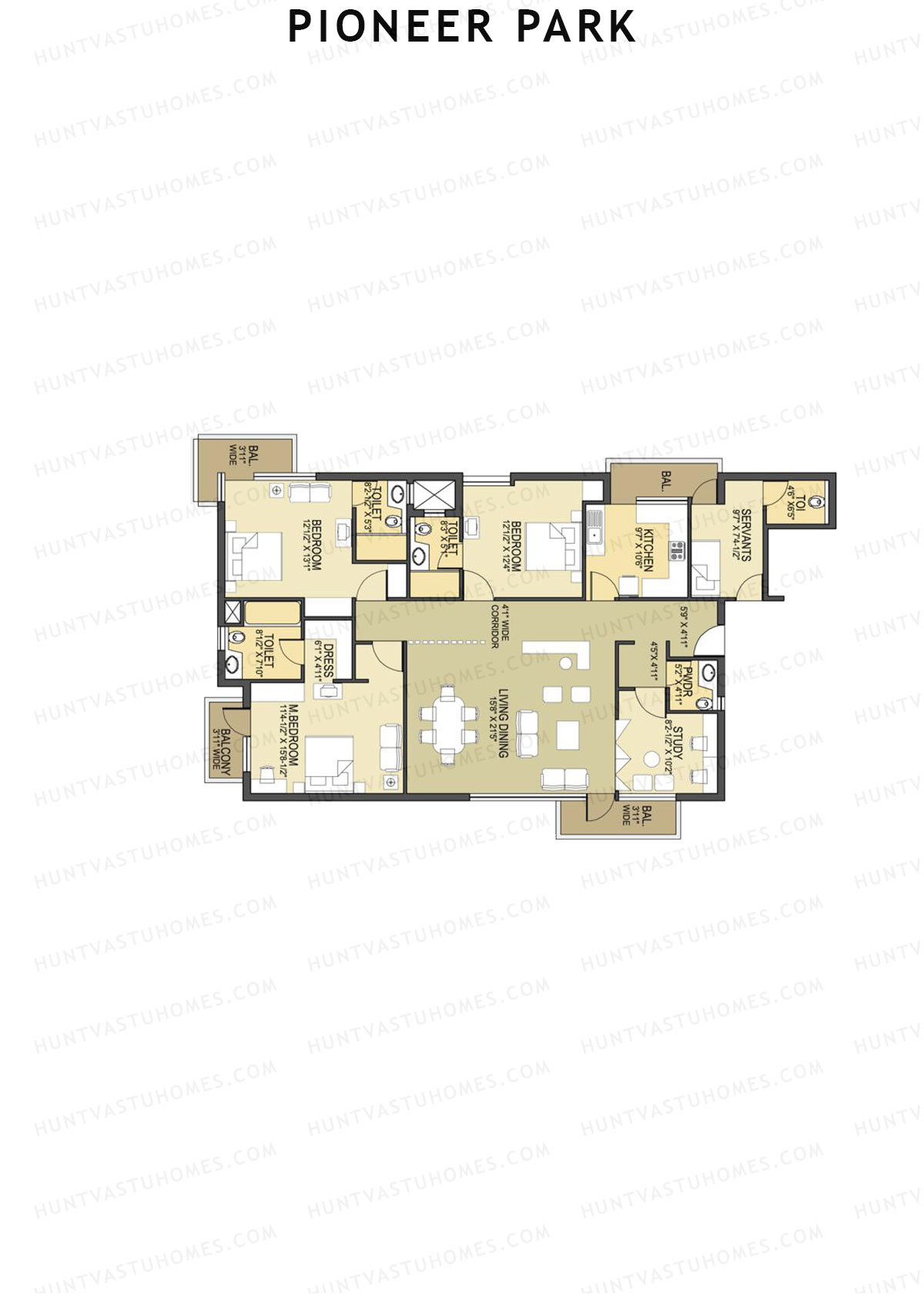 Pioneer Park Tower E Unit 1 Floor Plan
