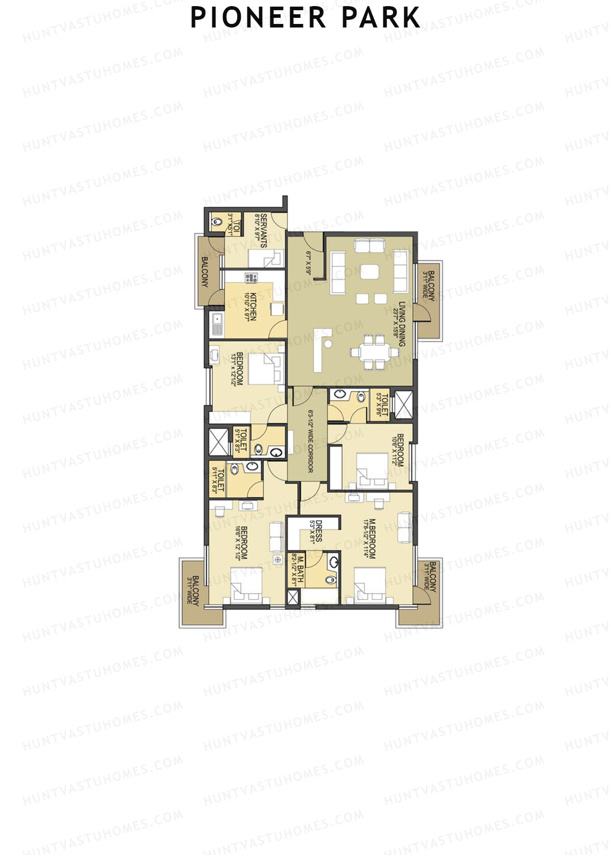 Pioneer Park Tower F Unit 1 Floor Plan