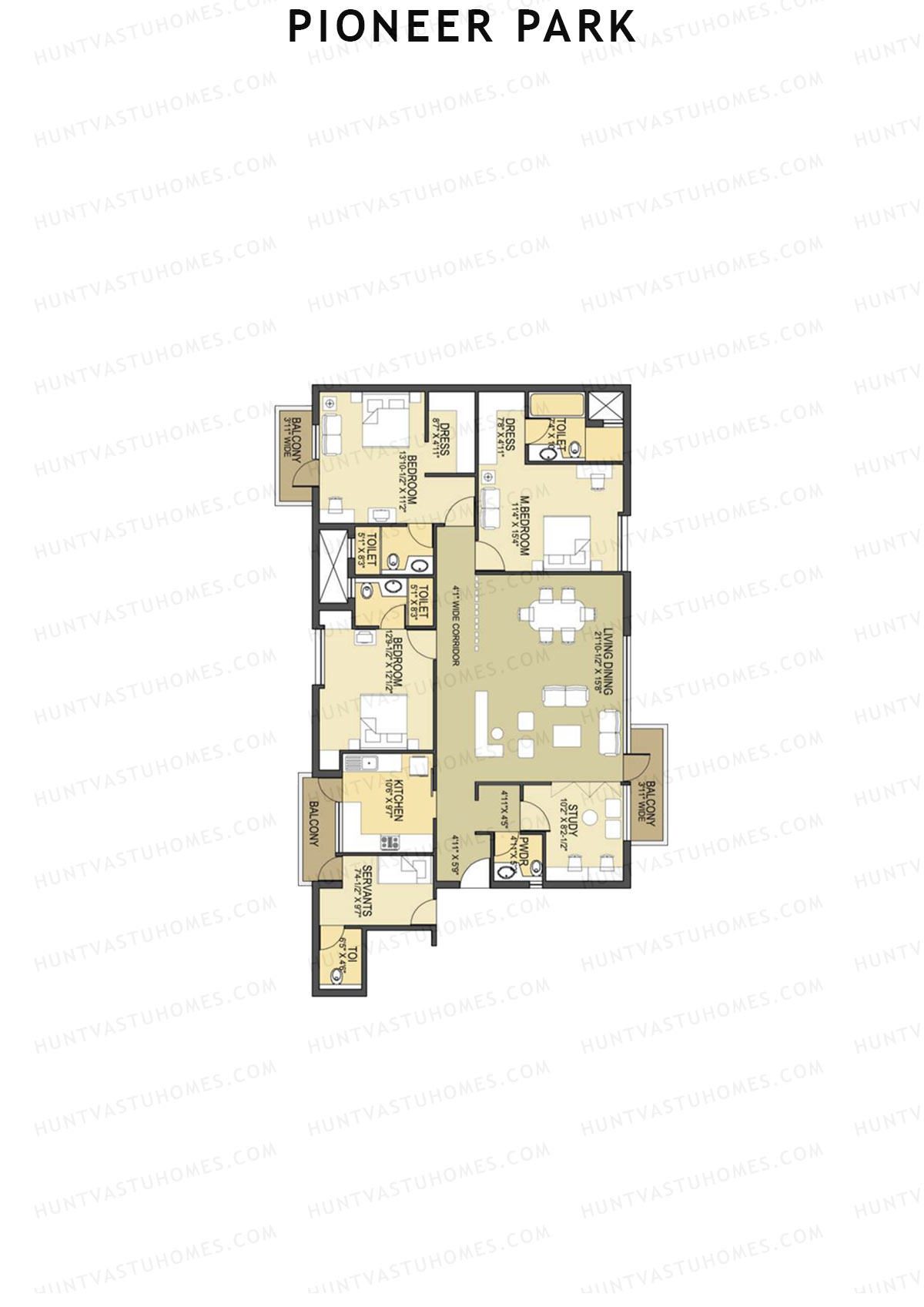 Pioneer Park Tower F Unit 2 Floor Plan