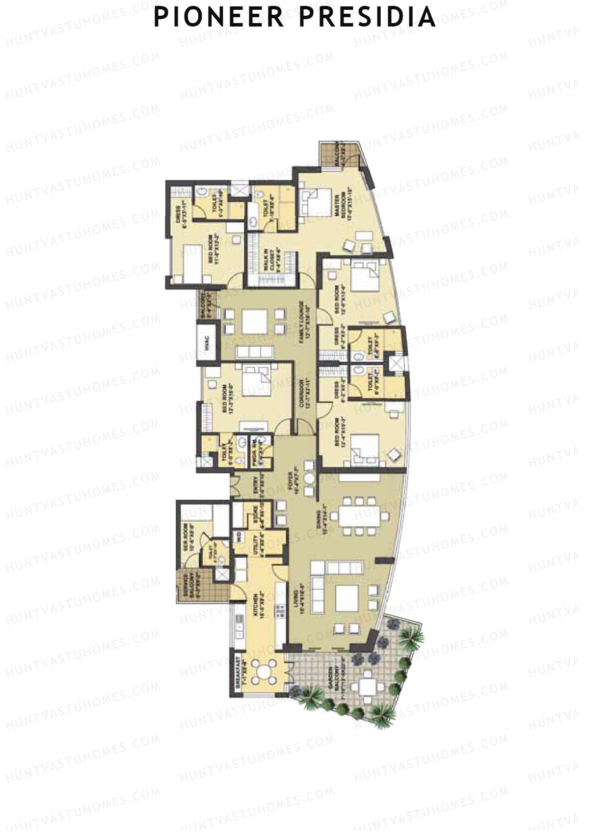 Pioneer Presidia Tower B Unit 1 Floor Plan