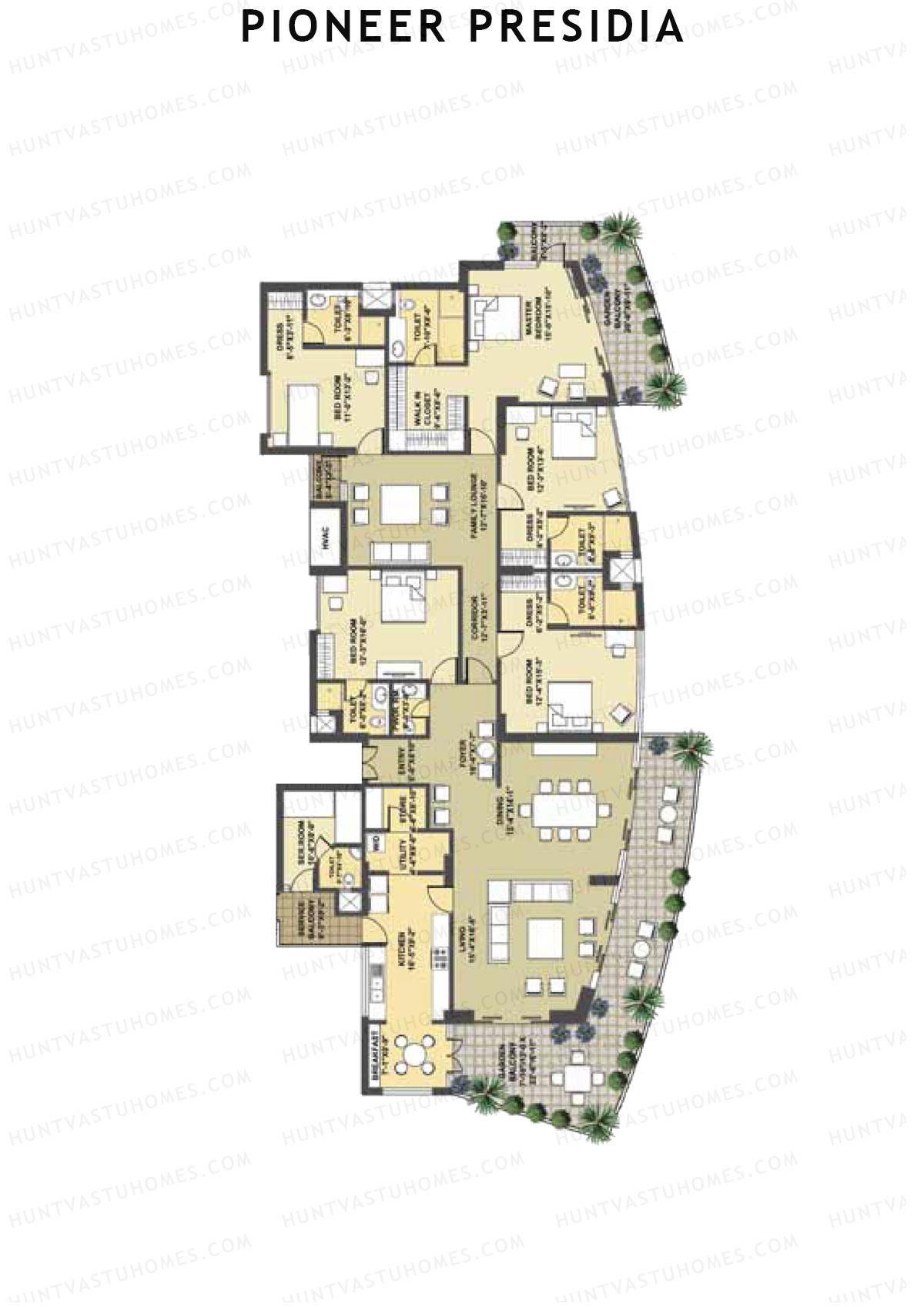 Pioneer Presidia Tower B Unit 1 Floor Plan