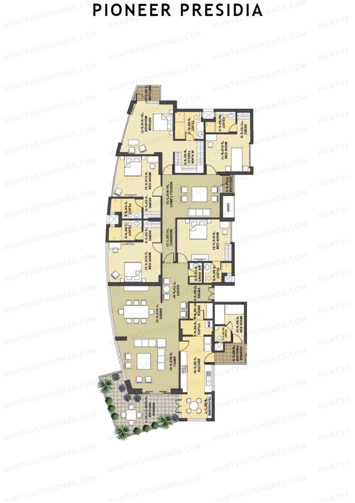Pioneer Presidia Tower B Unit 2 Floor Plan