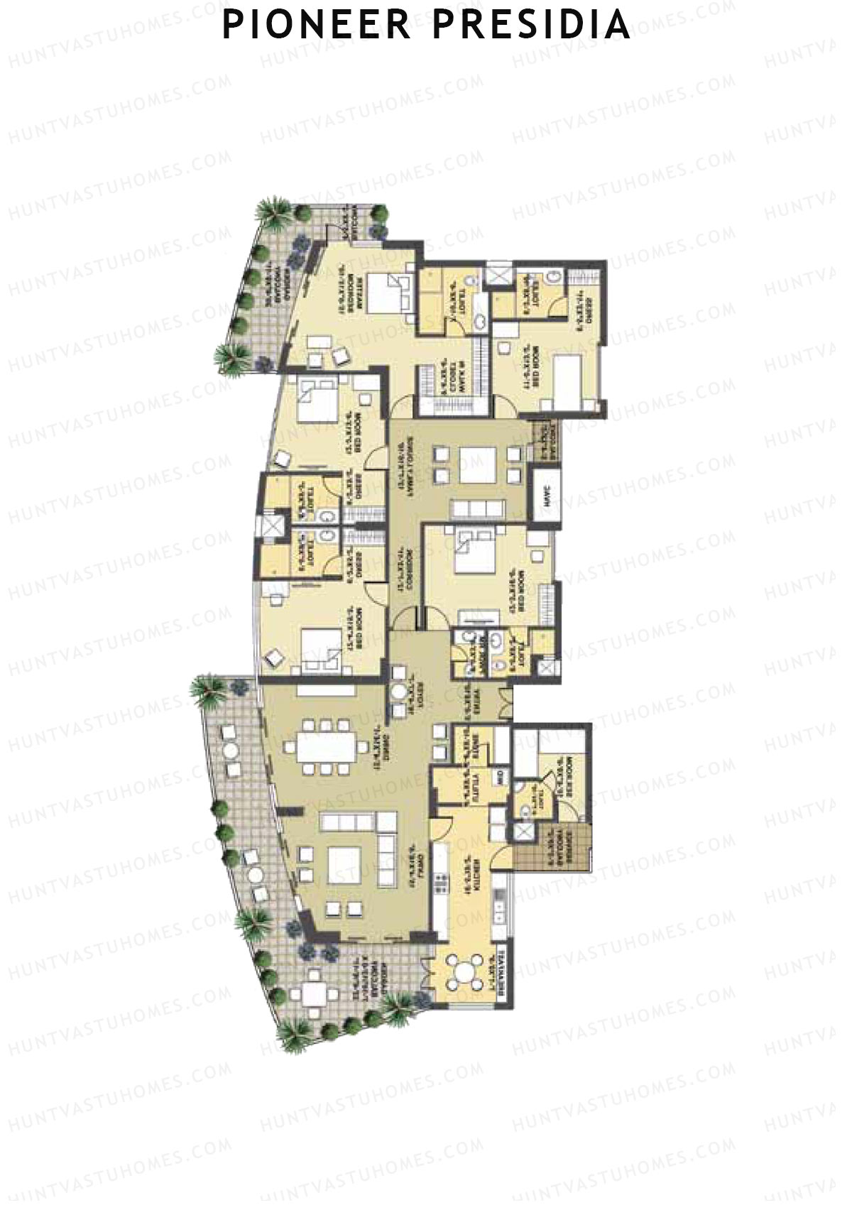 Pioneer Presidia Tower B Unit 2 Floor Plan